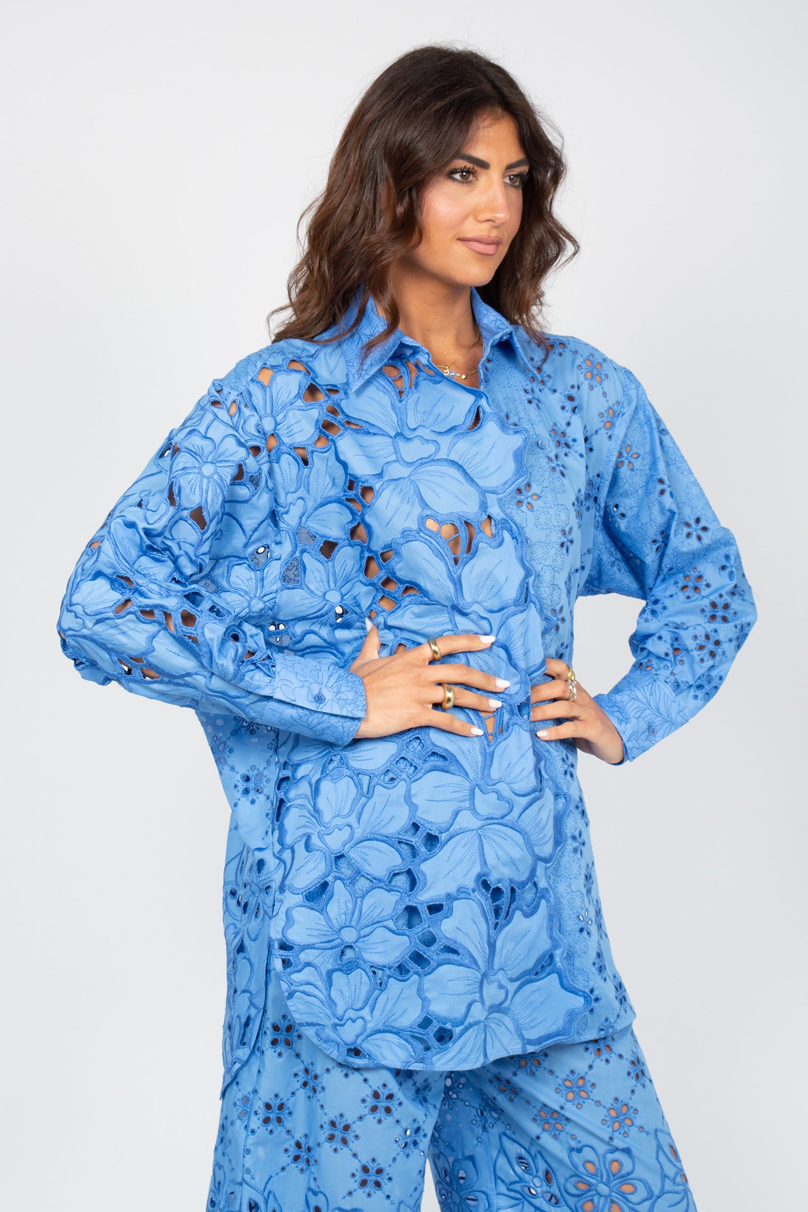 camicia in cotone e macrame D484K605QYD 74037 ERMANNO SCERVINO LIFE 