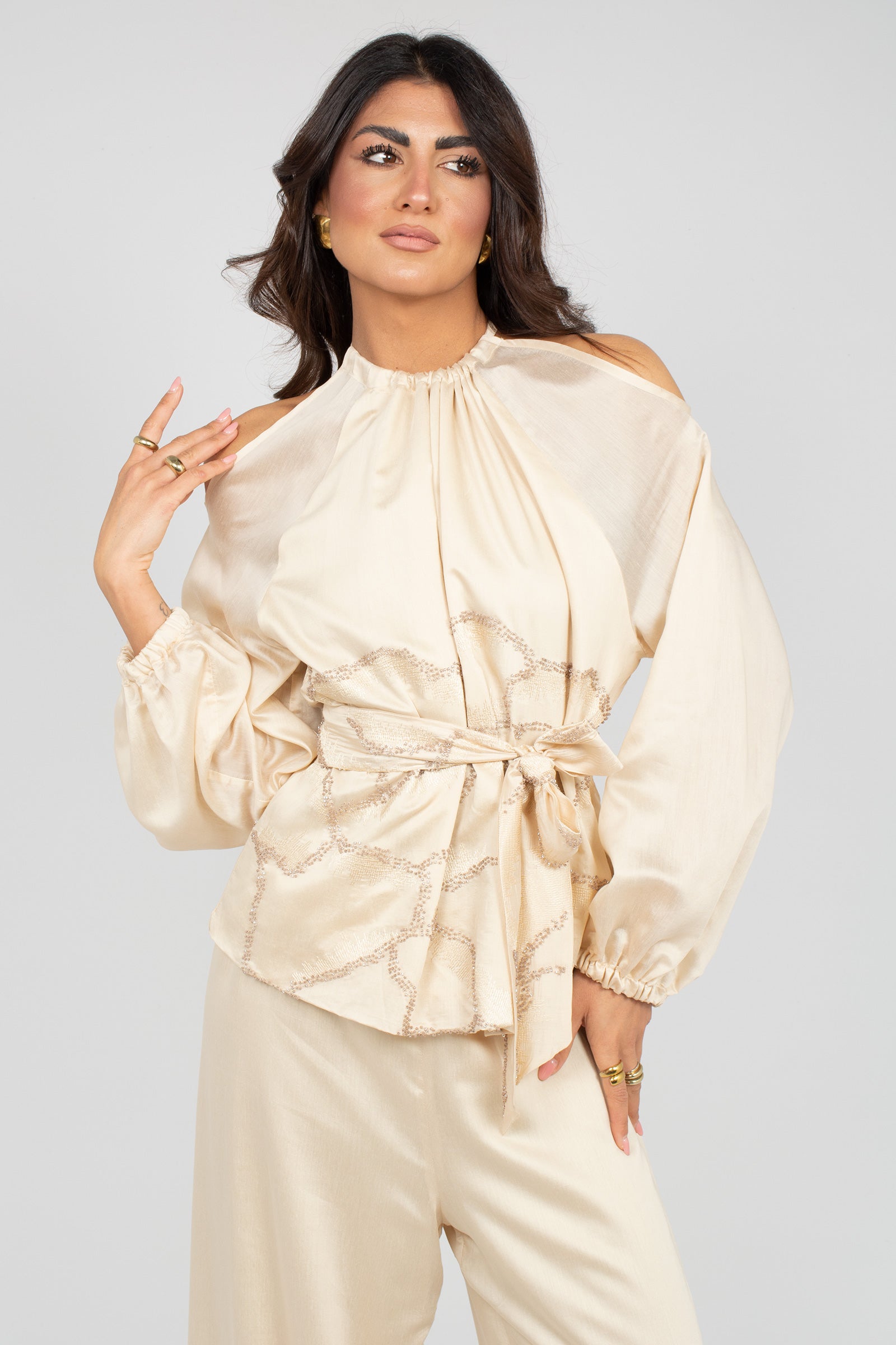 blusa con ricamo perline VANESSA390 1366 HANAMI D'OR 