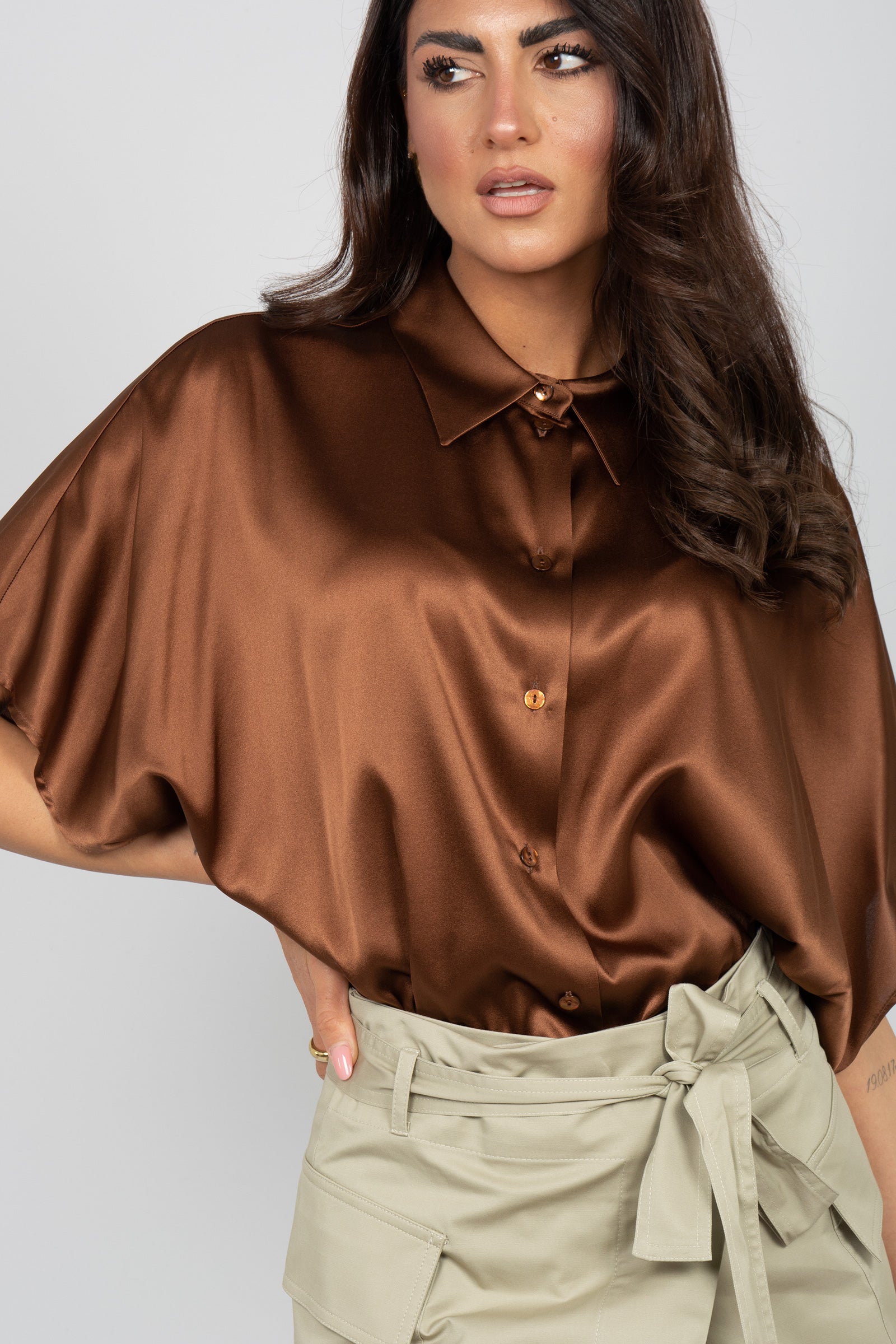 camicia oversize in seta VISTER108 1351 HANAMI D'OR 