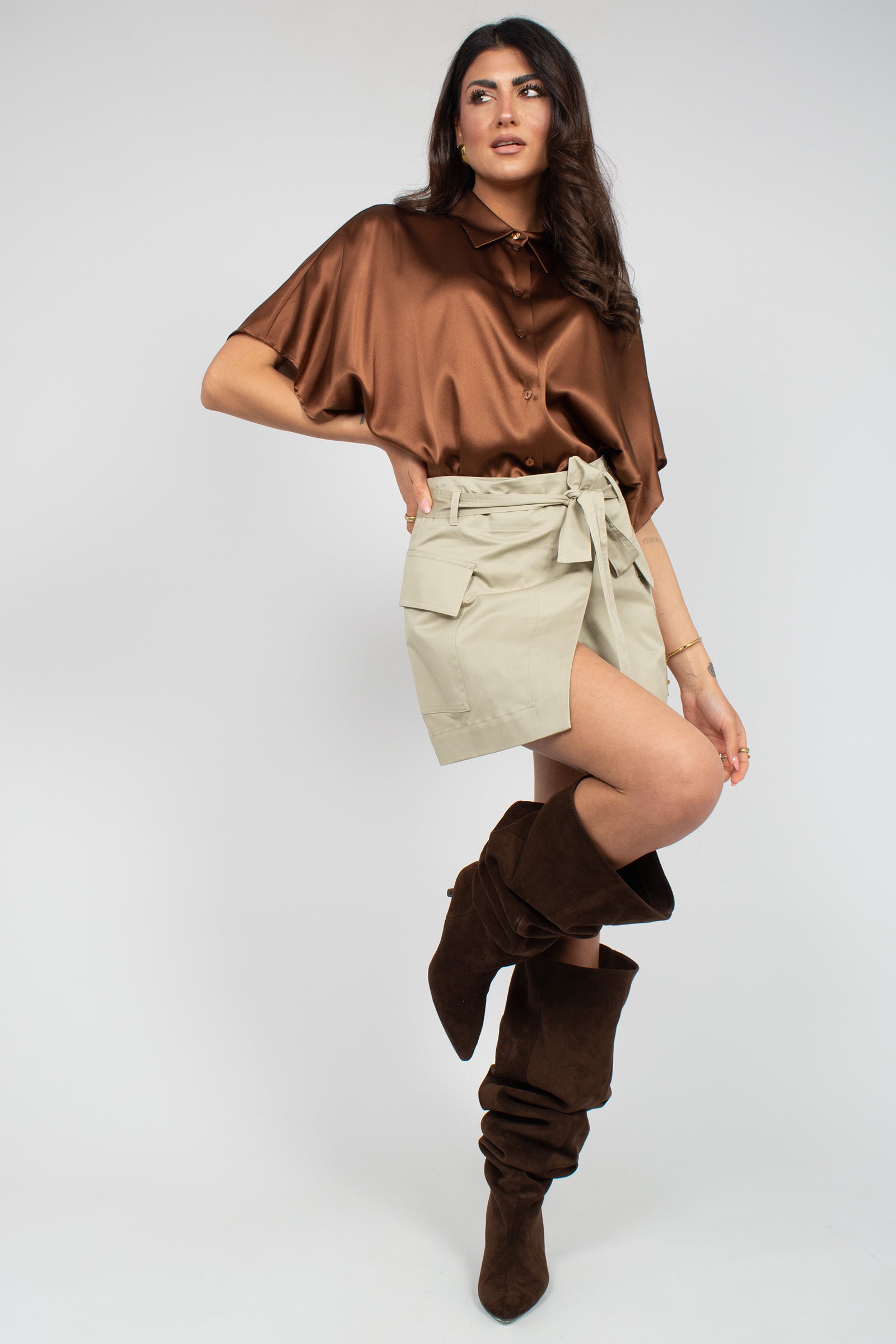 camicia oversize in seta VISTER108 1351 HANAMI D'OR 