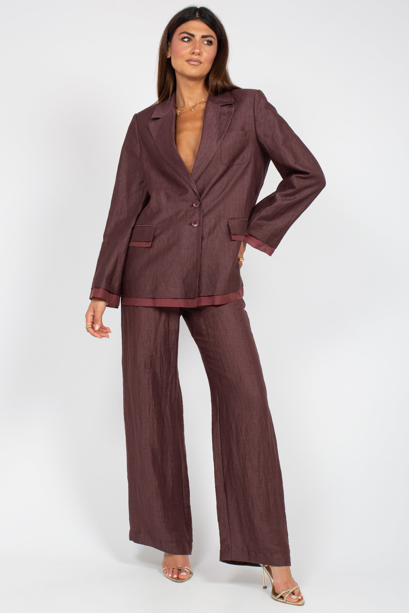 pantalone in misto lino VORT399 1369 HANAMI D'OR 