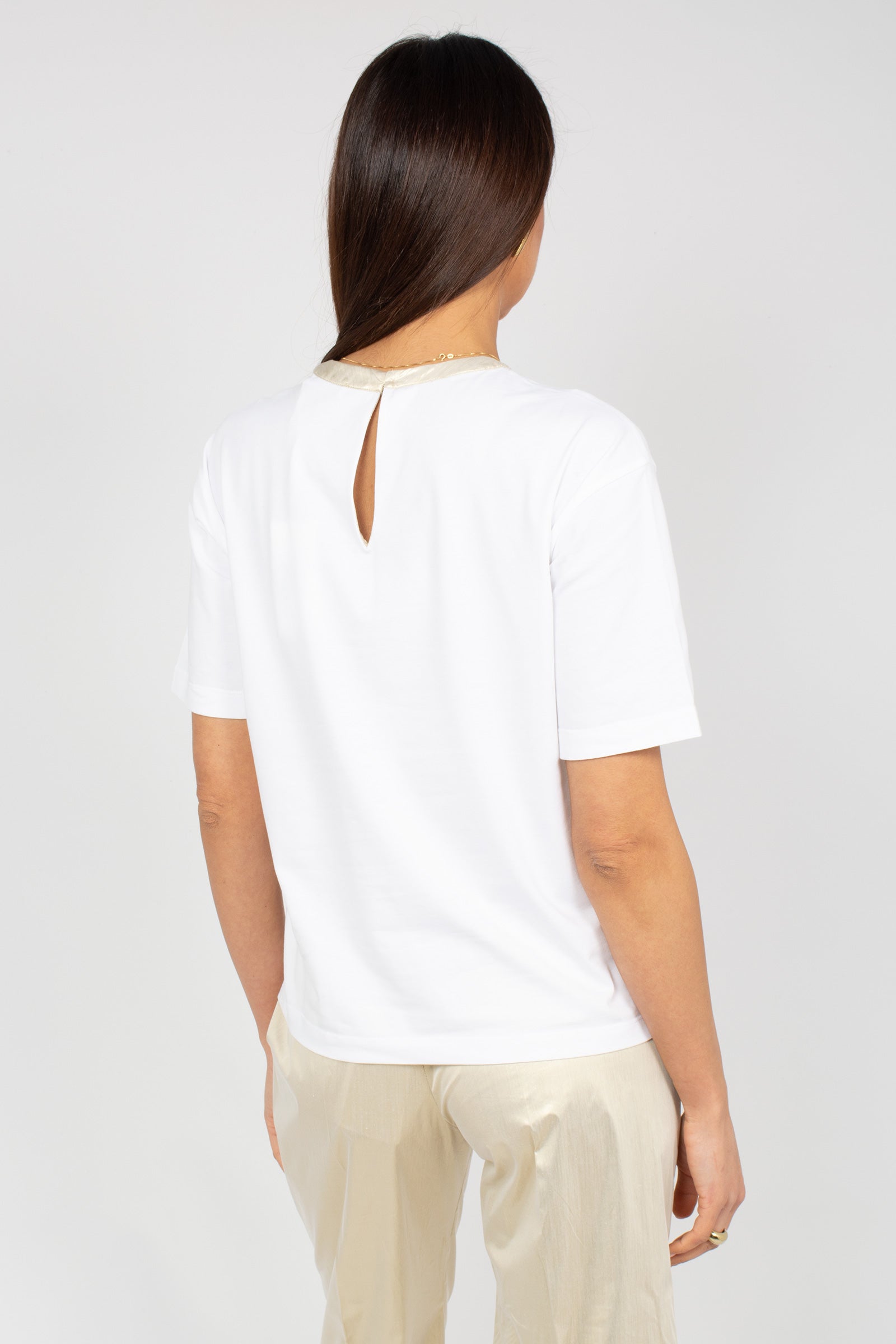 t-shirt con dettaglio in oro 66226 9009 LE TRICOT - Perugia 