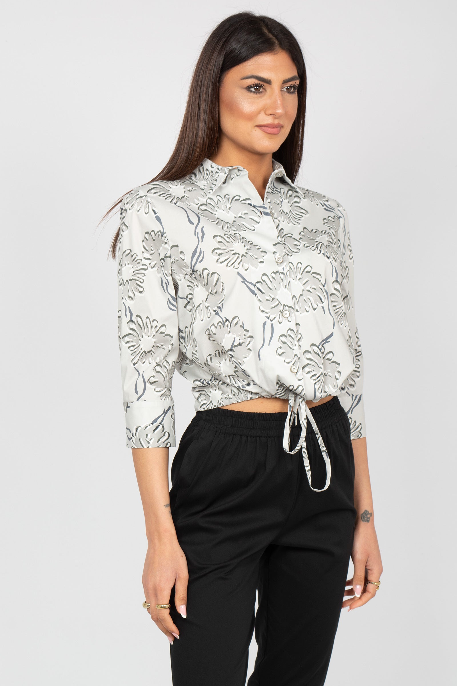 camicia cropped in cotone stampato 76848 9072 LE TRICOT - Perugia 