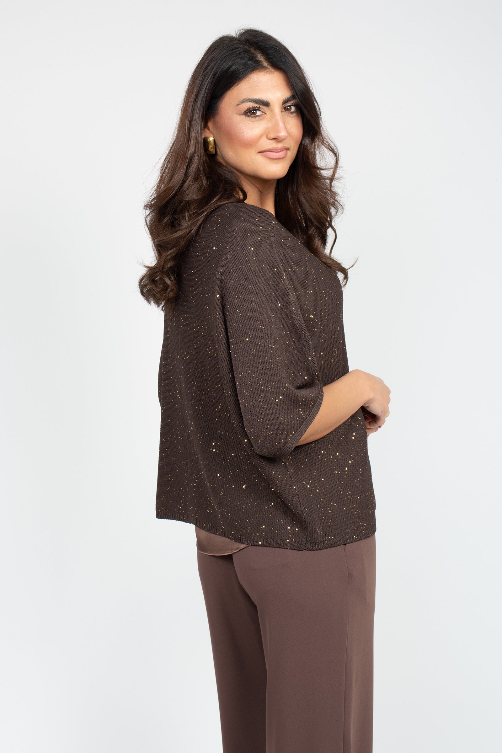 cardigan in viscosa e pailettes 261M1135 064 MAIDA MILA 