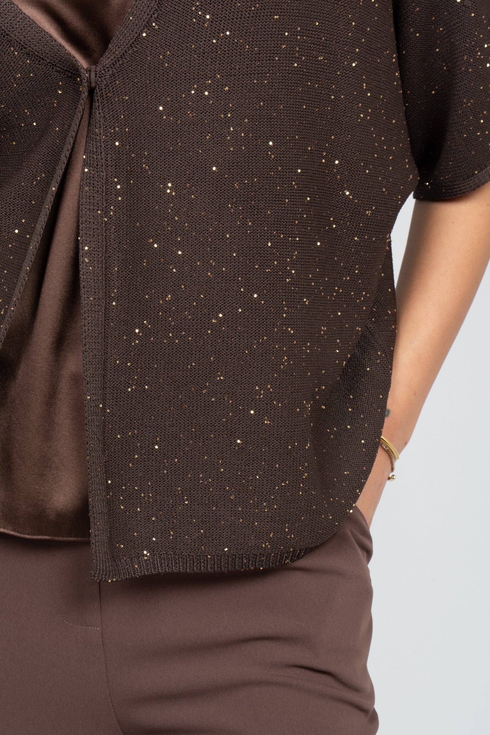 cardigan in viscosa e pailettes 261M1135 064 MAIDA MILA 
