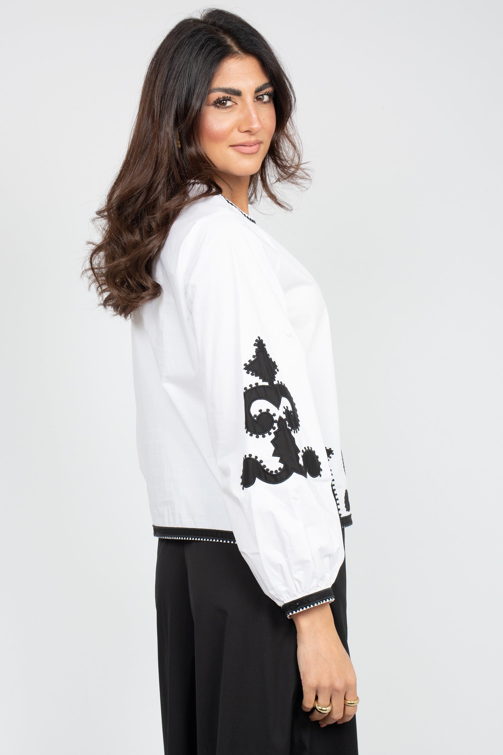 camicia in cotone con ricami 261M1260 001 MAIDA MILA 
