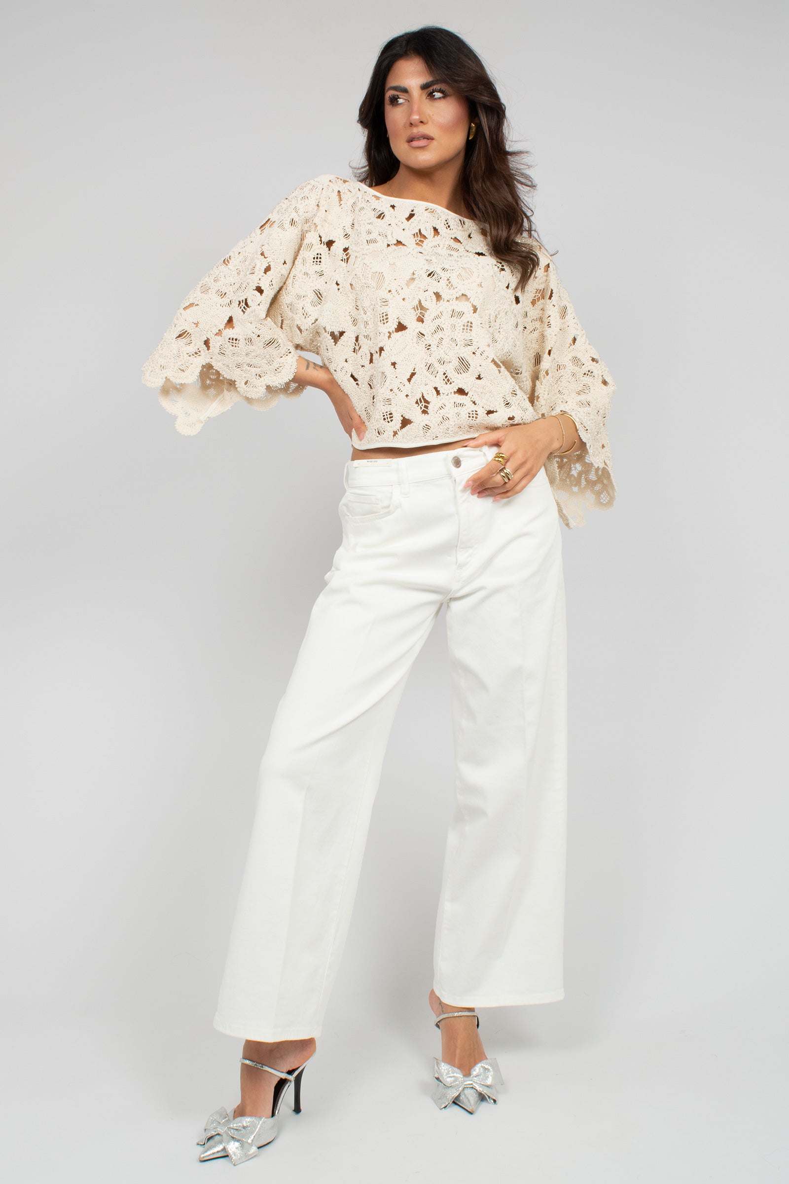 blusa in cotone ricamato 26SMCM02726SCO127 04100 MAISON COGO 