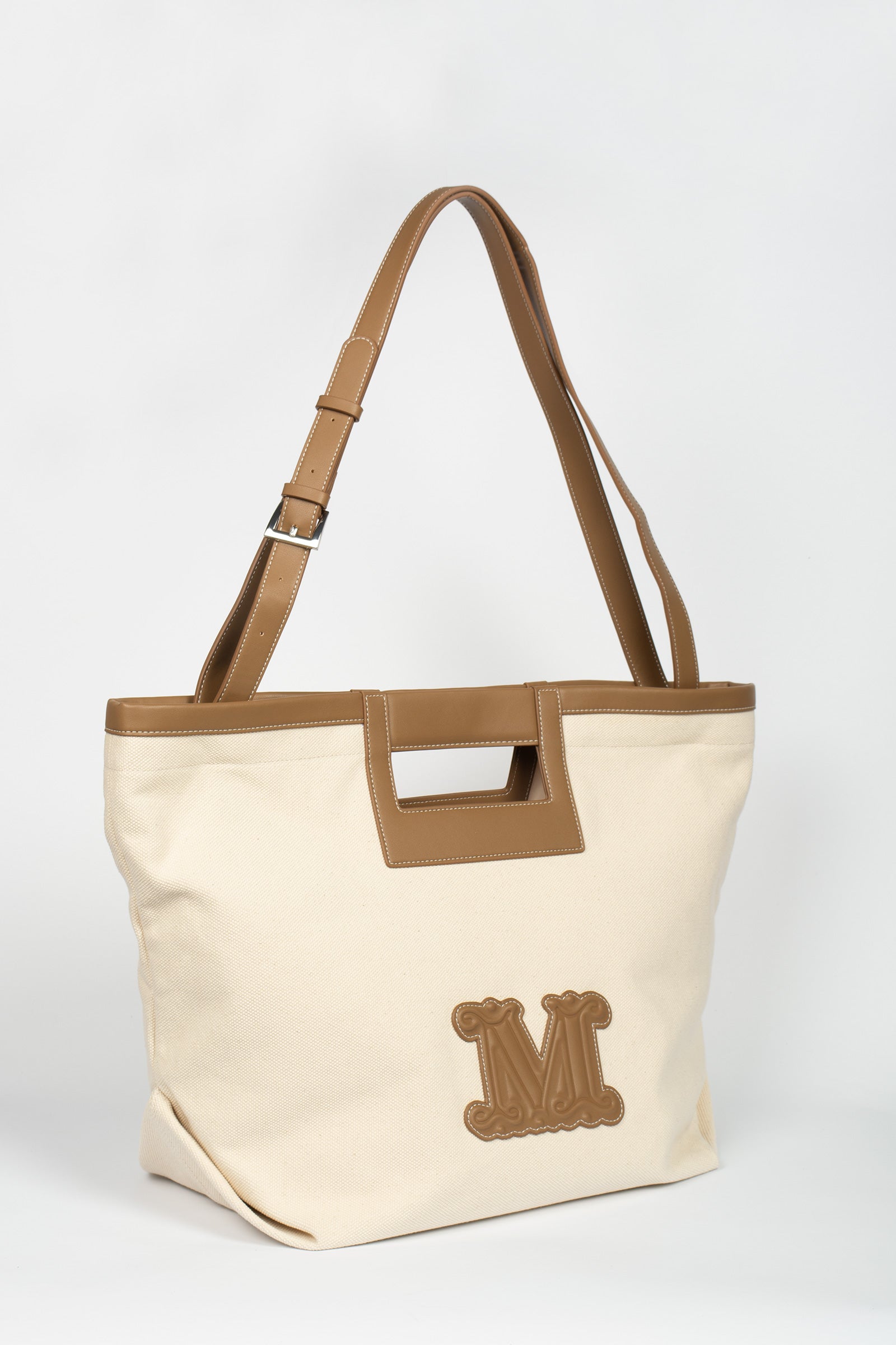 Shopper in tela di cotone 'ecru' 2616511039600 001 MAXMARA BEACHWARE 