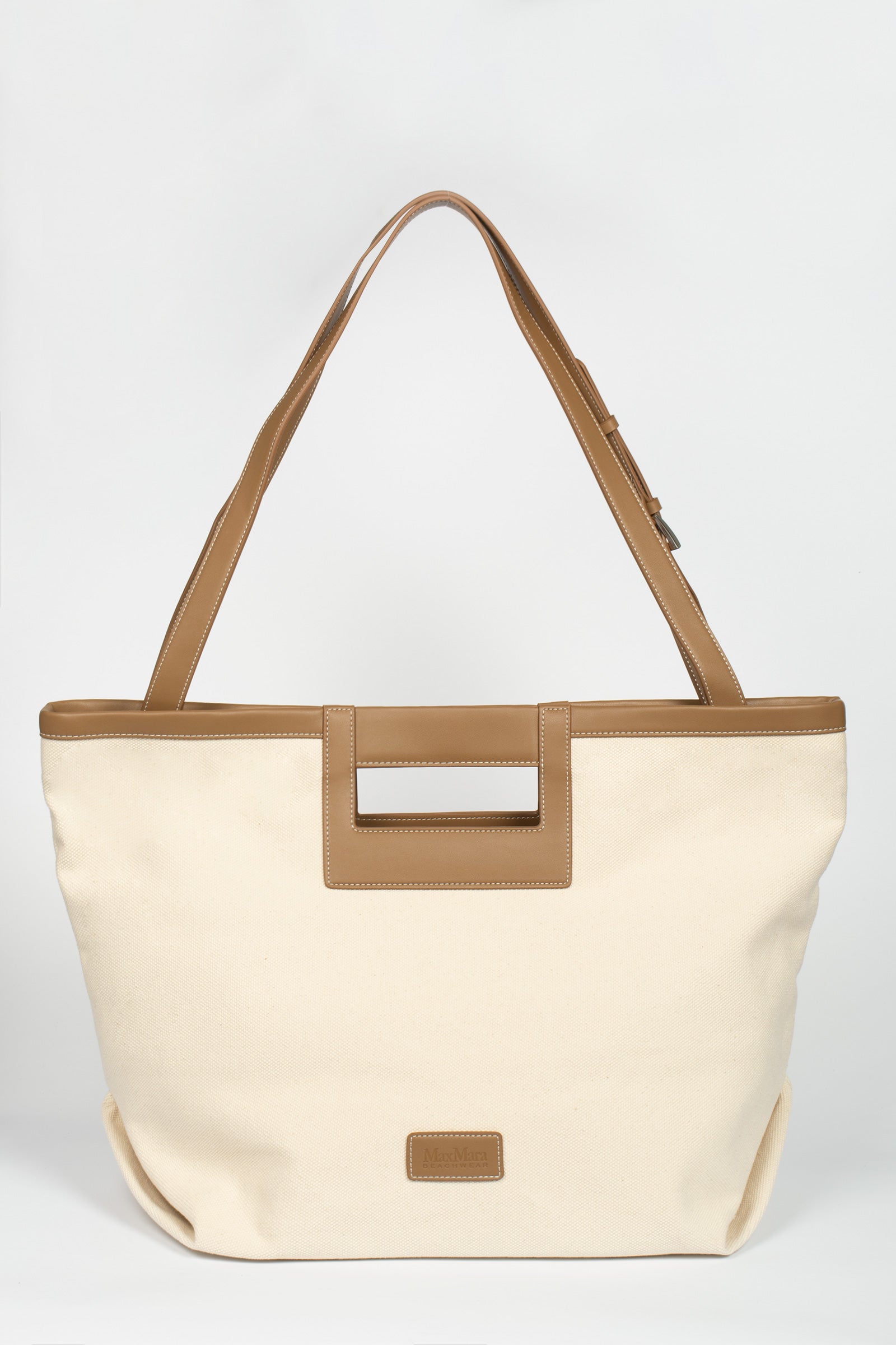 Shopper in tela di cotone 'ecru' 2616511039600 001 MAXMARA BEACHWARE 