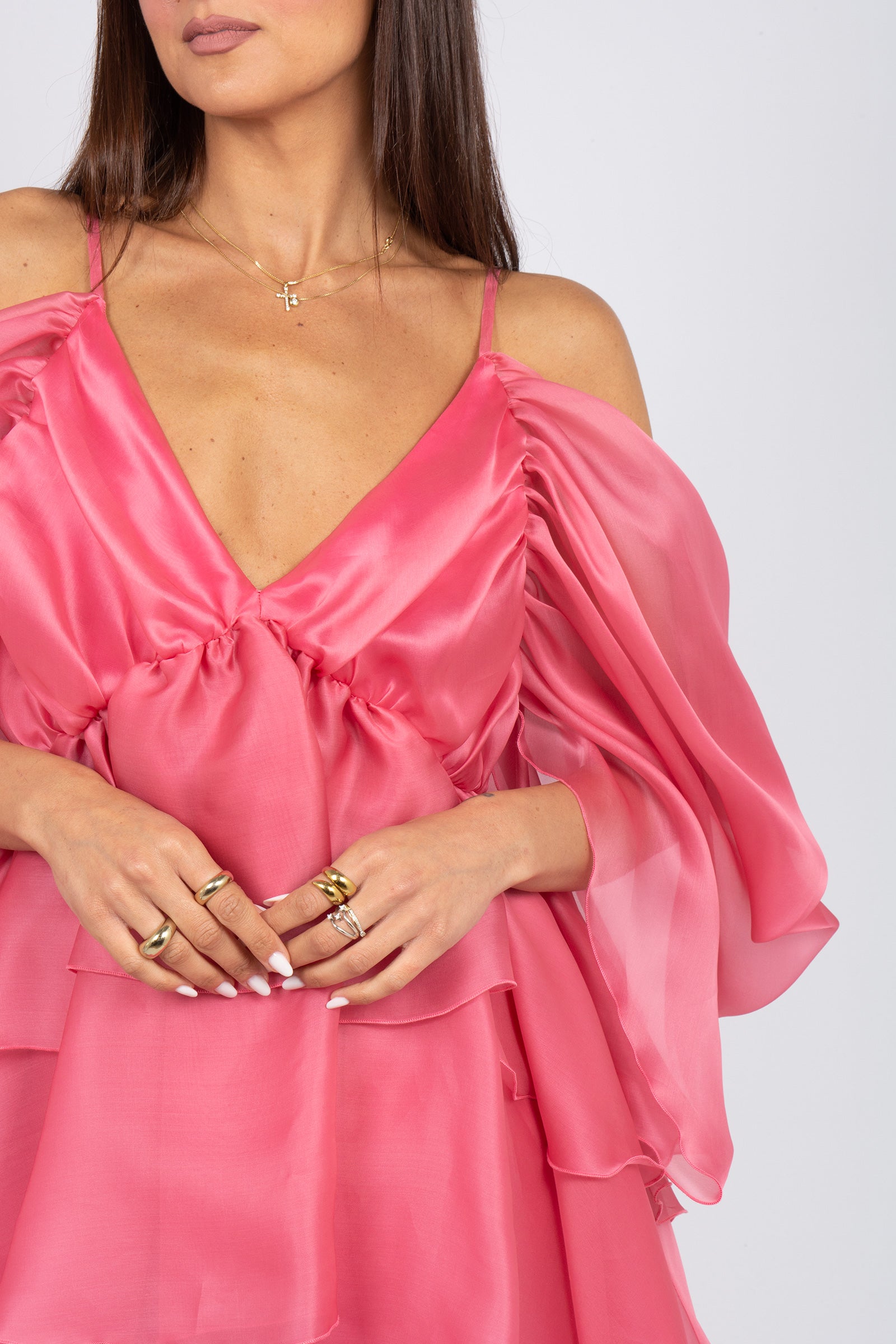 abio asimmetrico in organza MS2605 PINK MIRIAM STELLA 