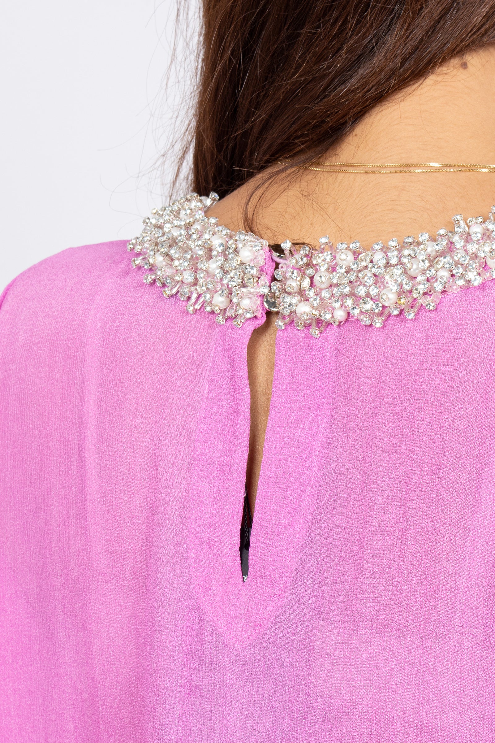 tunica in chiffon con ricamo MS2617 LILAC MIRIAM STELLA 