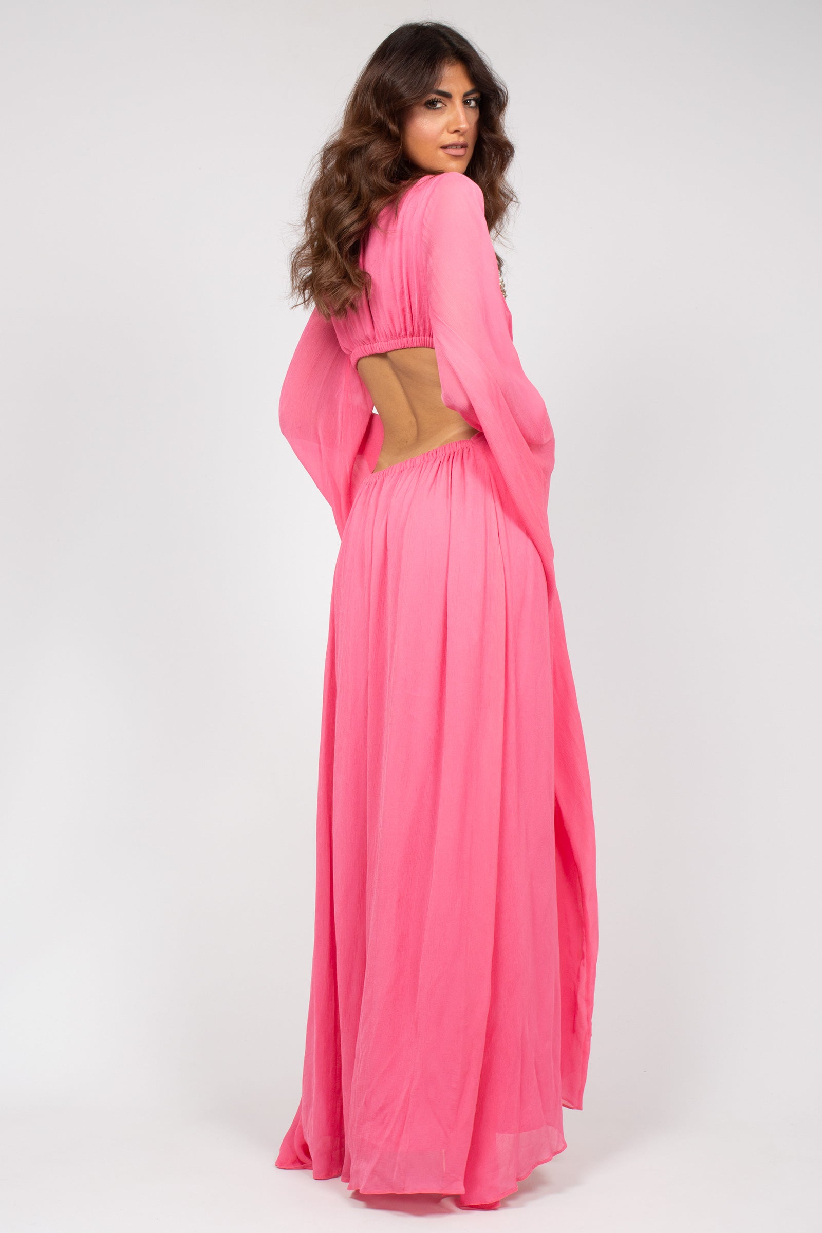 abito cut out con ricami MS2620 PINK MIRIAM STELLA 