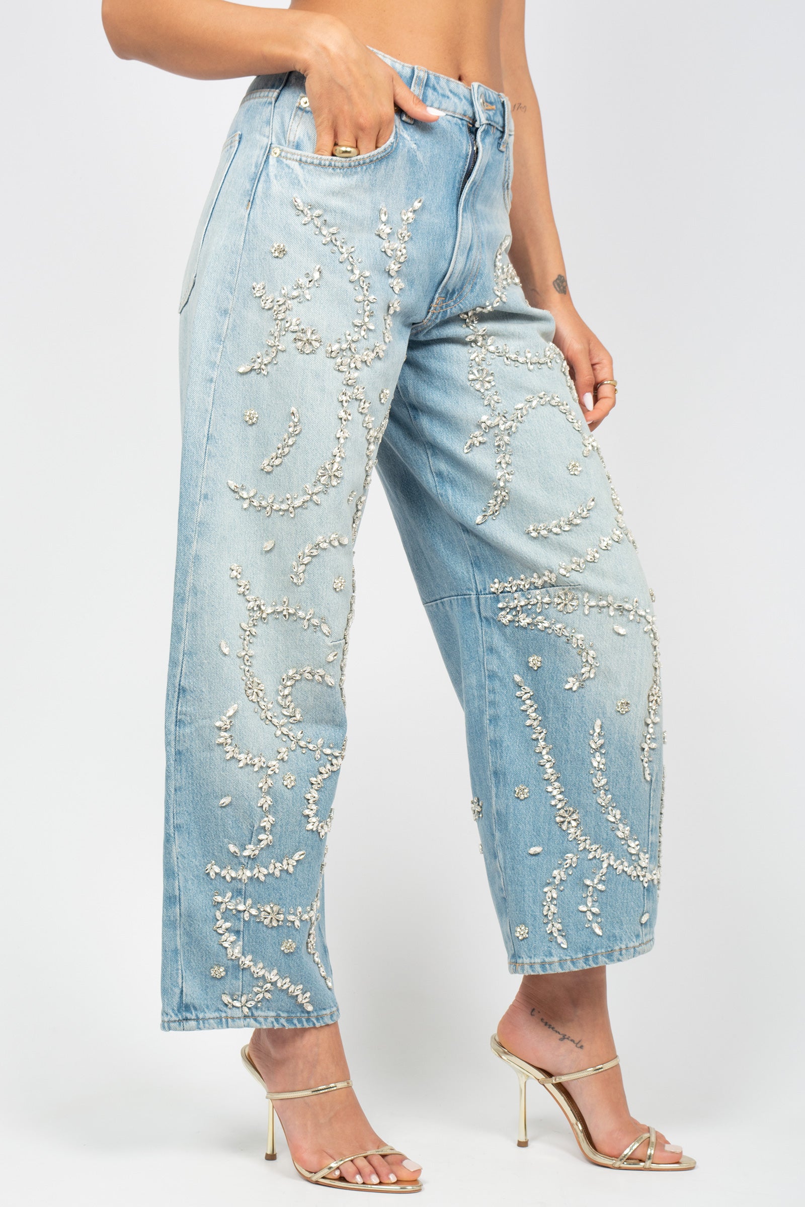 jeans con ricami alloverd MS26J1 UNIQUE MIRIAM STELLA 