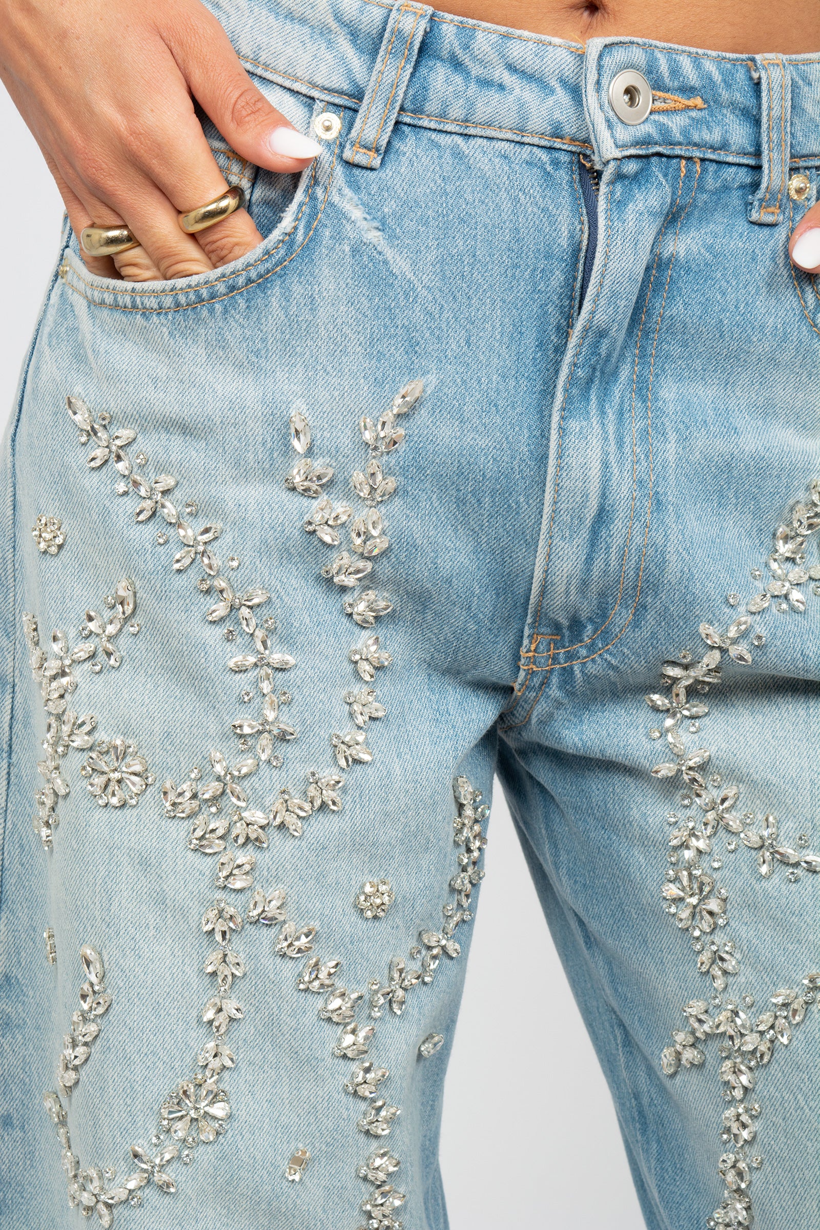 jeans con ricami alloverd MS26J1 UNIQUE MIRIAM STELLA 