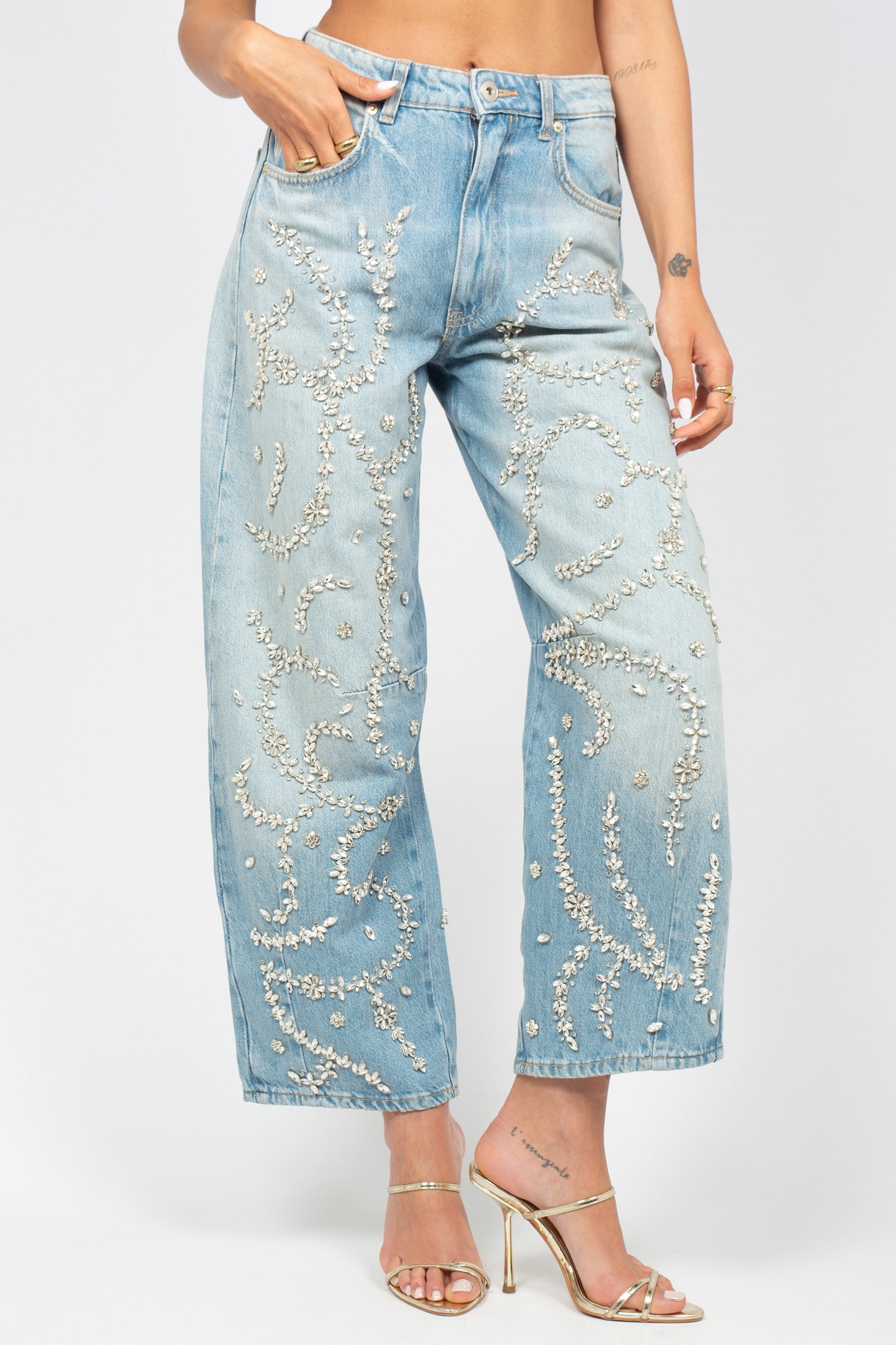 jeans con ricami alloverd MS26J1 UNIQUE MIRIAM STELLA 