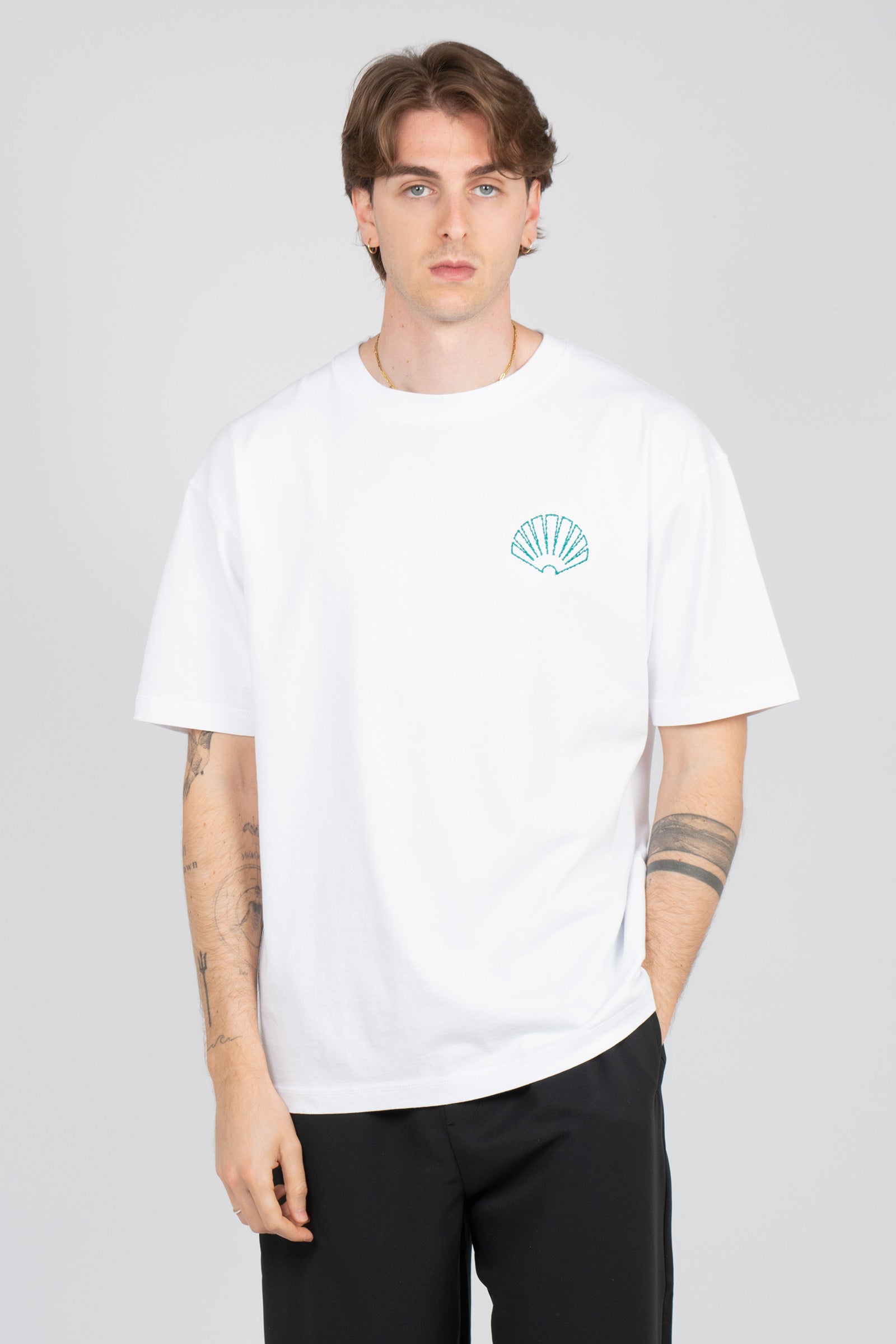 t-shirt con ricamo logo 2601063001 SEAGREEN NEW AMSTERDAM 