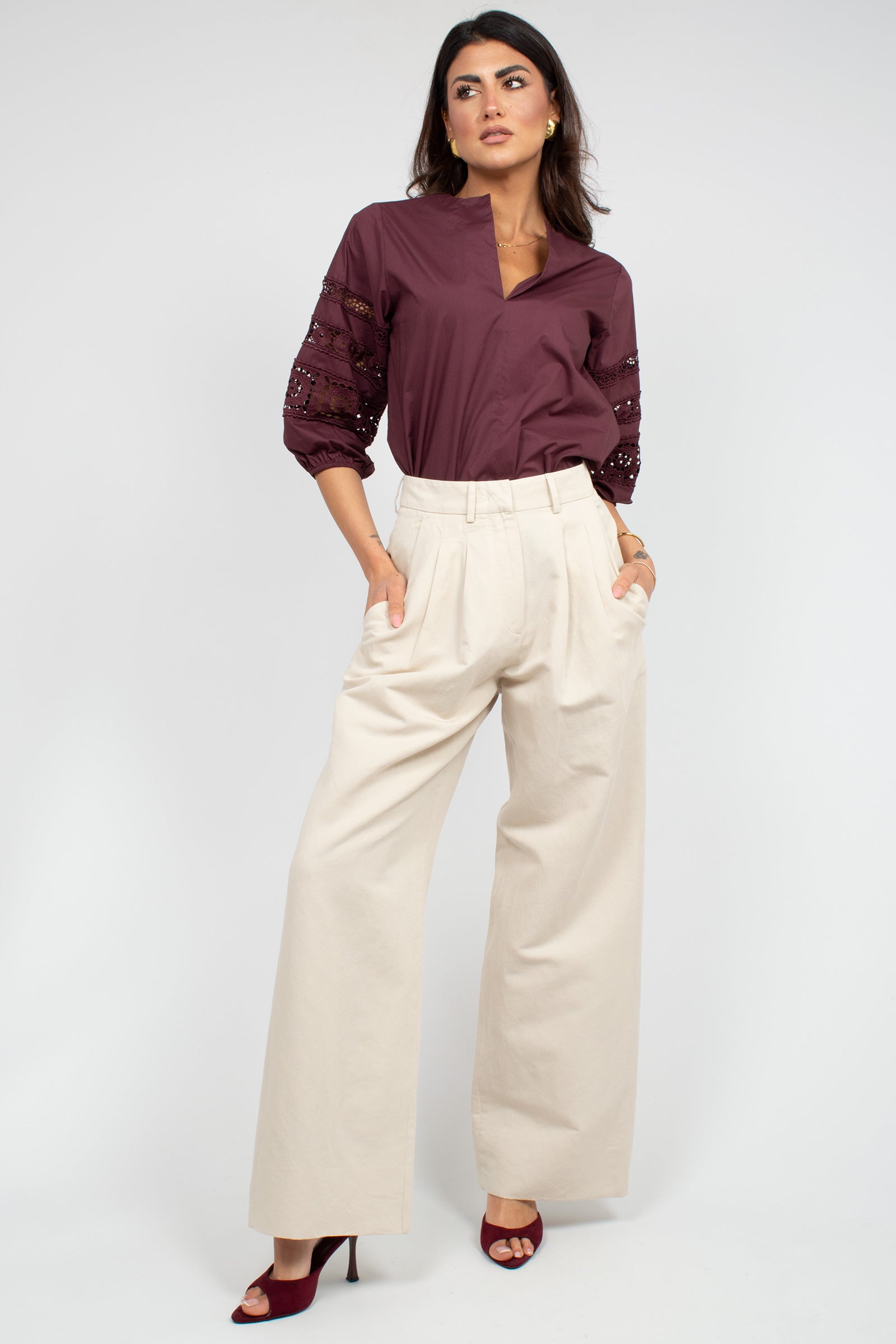 pantalone in lino e cotone 'frankie' CDVLFKZ00STD PU38L0015 PT TORINO 