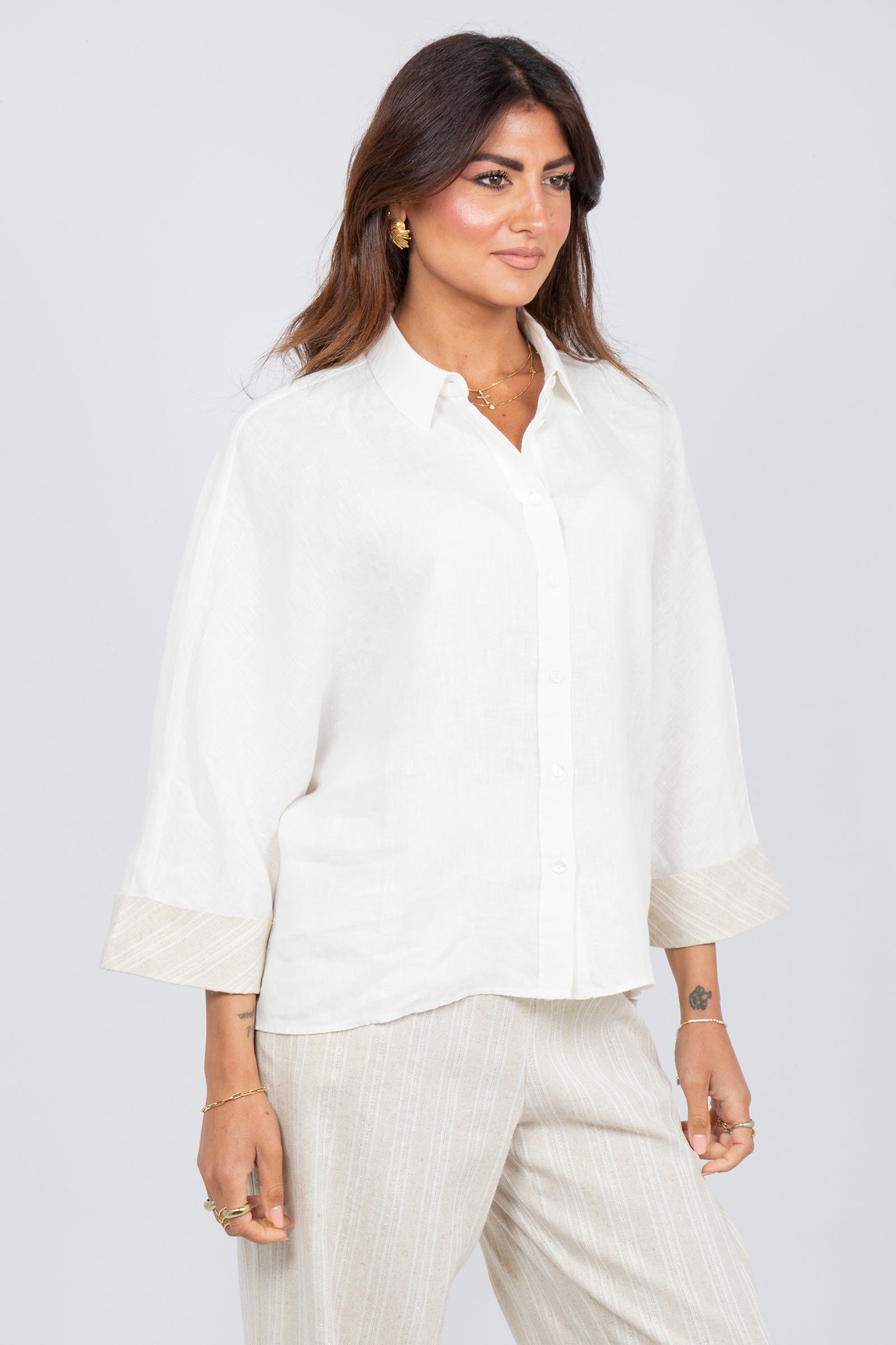 camicia kimono in lino SS260435154 111 PUROTATTO 