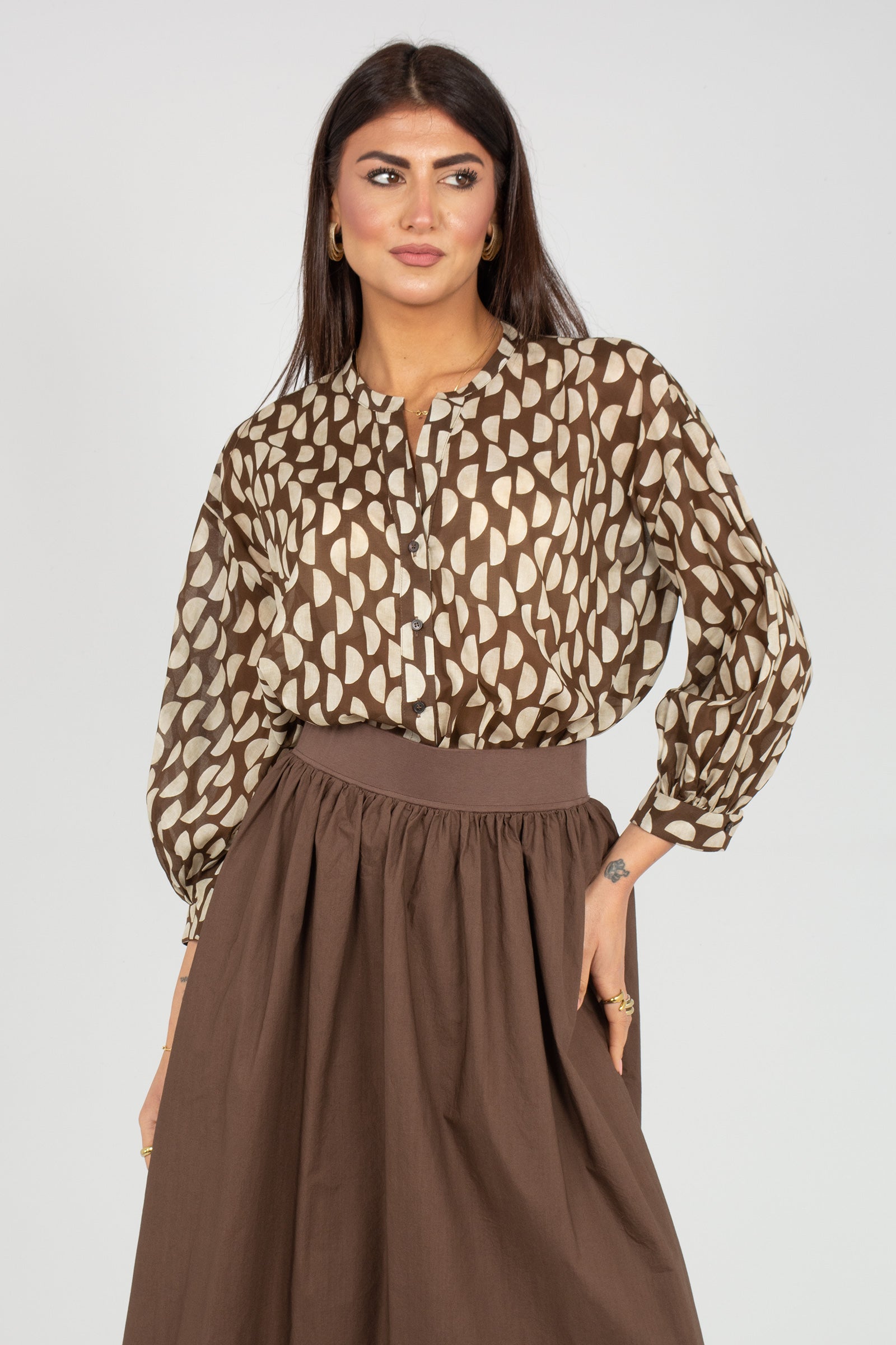 camicia in cotone stampato S7420B3721 345 ROSSO 35 