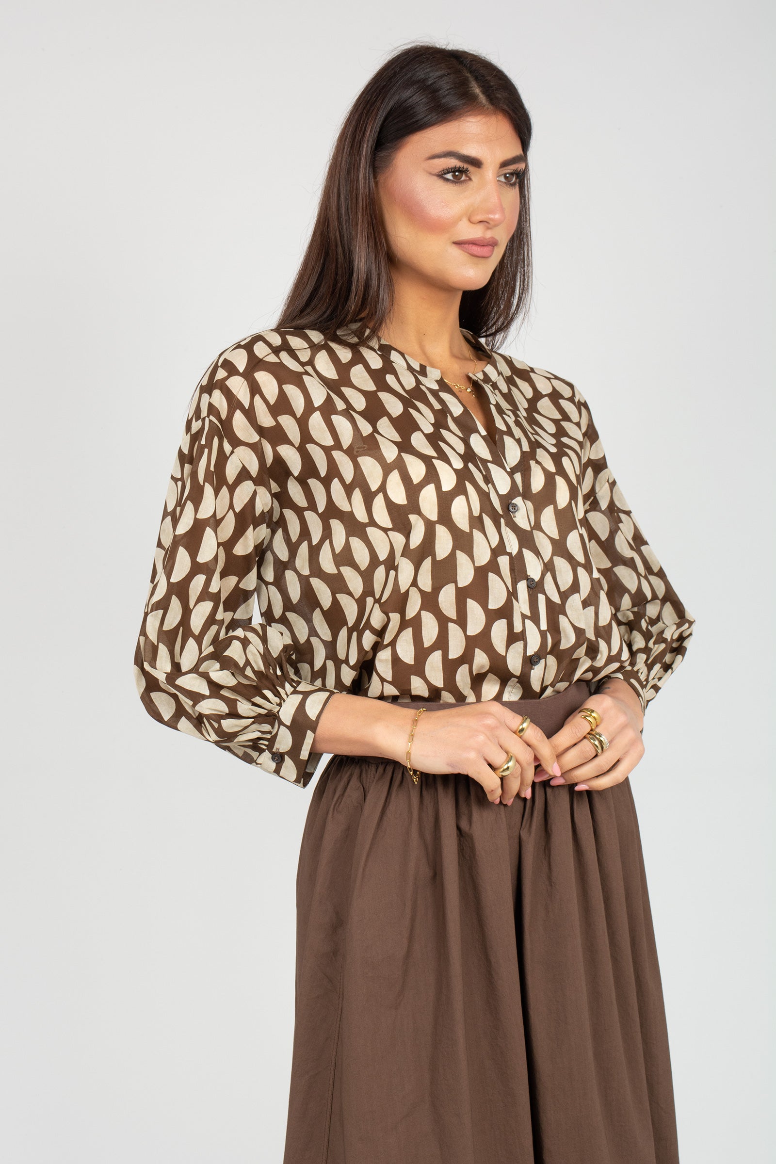 camicia in cotone stampato S7420B3721 345 ROSSO 35 