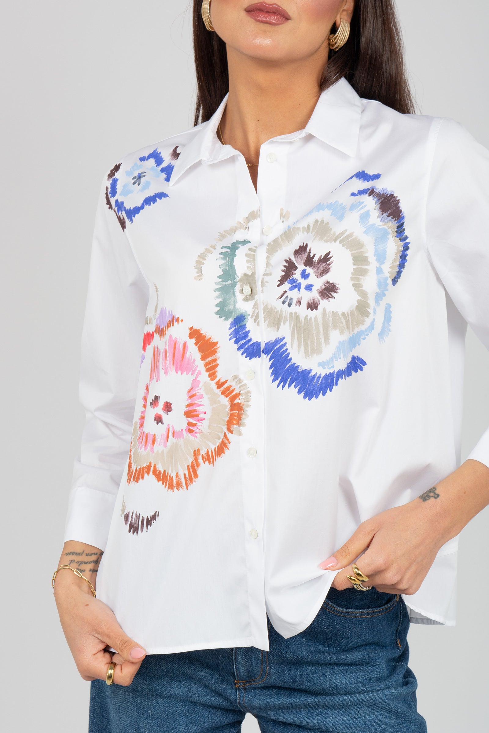 camicia in cotone con stampa S7459BH390 01 ROSSO 35 