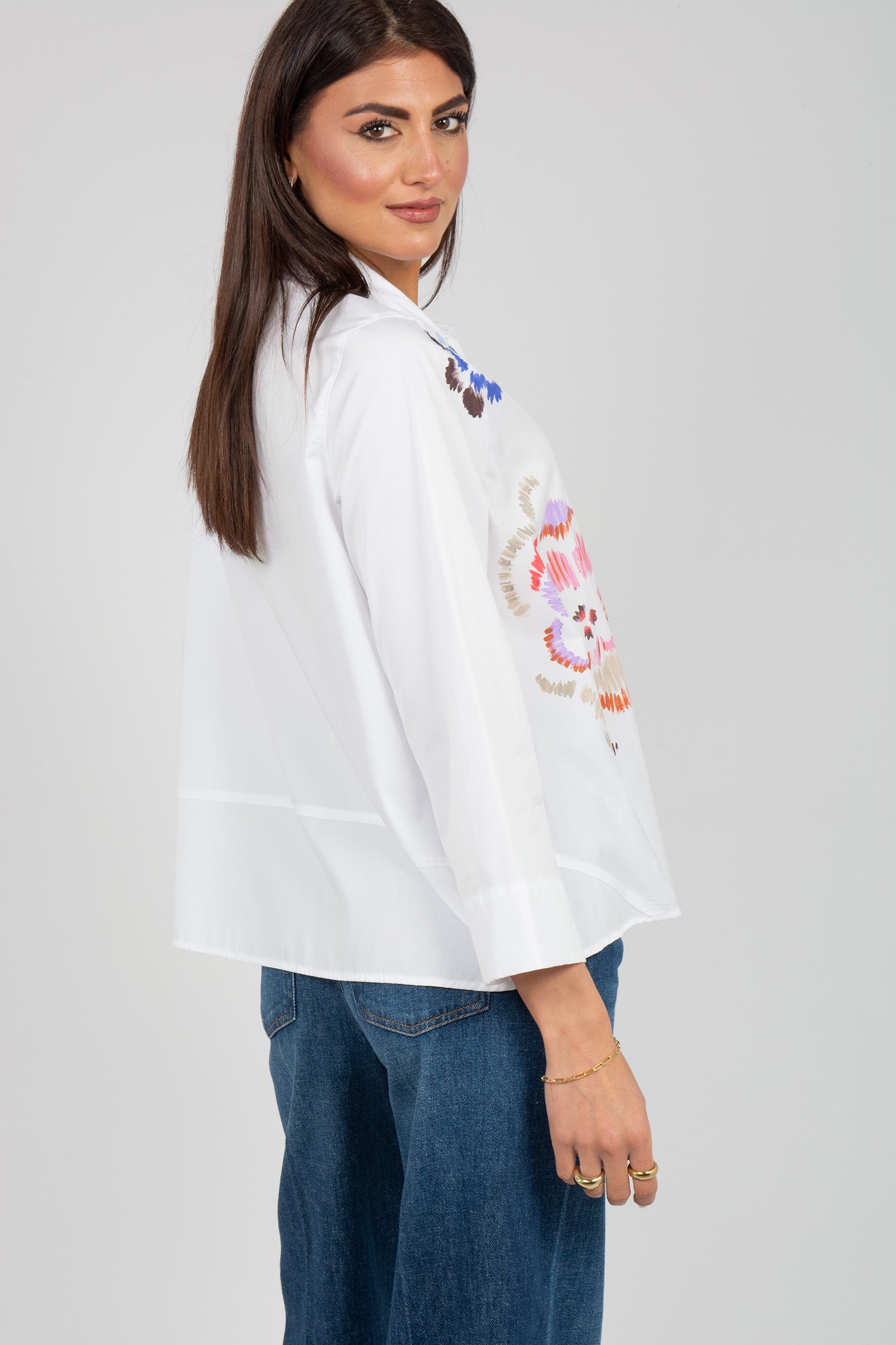camicia in cotone con stampa S7459BH390 01 ROSSO 35 