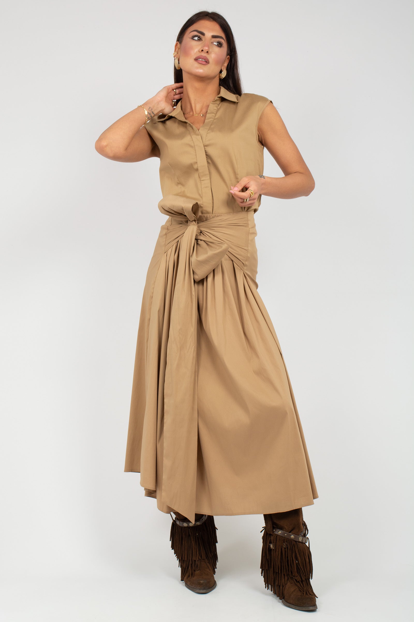 camicia in misto cotone CM07LOL BEIGE SANGERMANO 