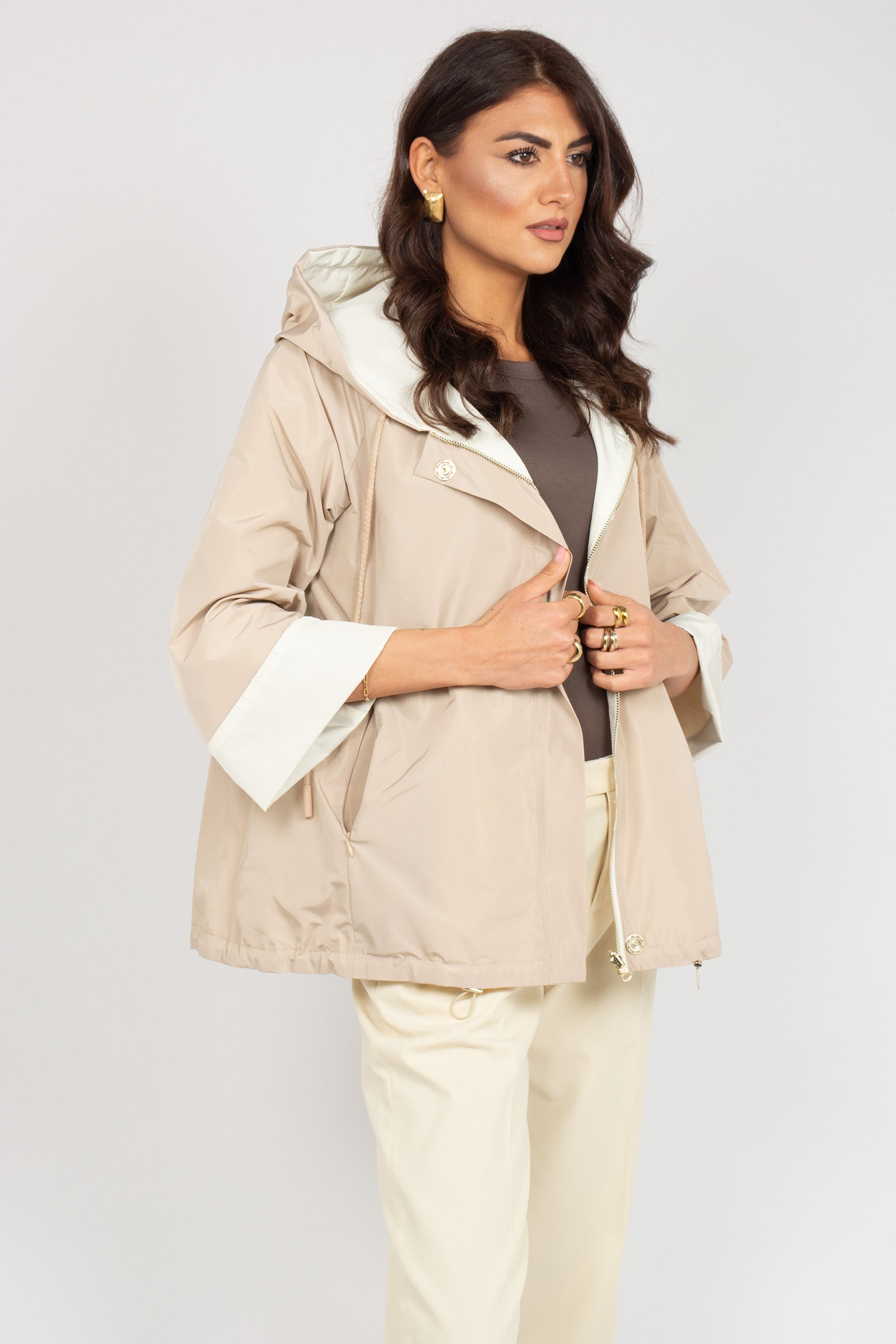piumino leggero con cappuccio GB110JAZZ BEIGE SANGERMANO 