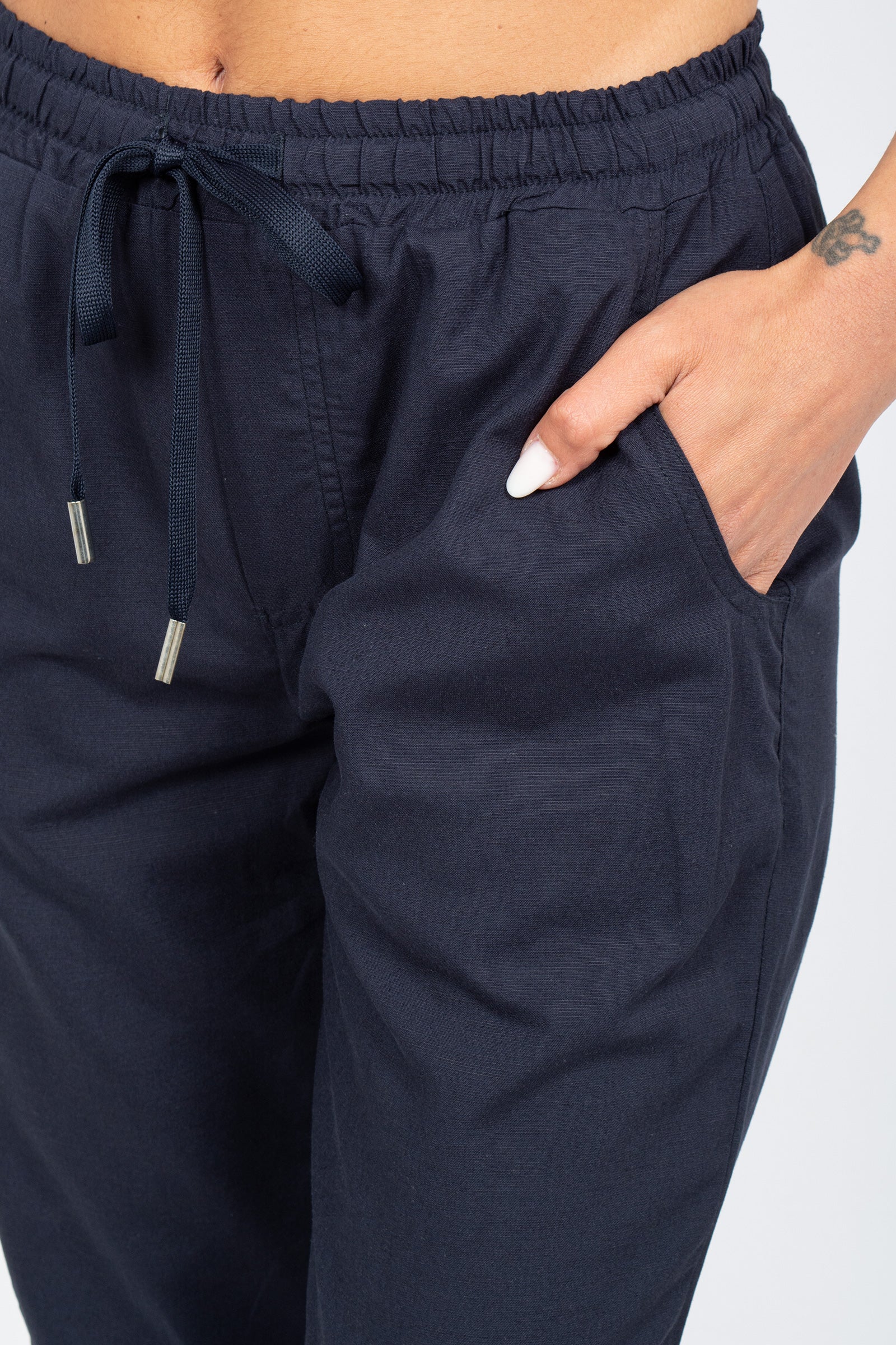 pantalone in lino lavata P11408LINOLAVATO NERO SANGERMANO 