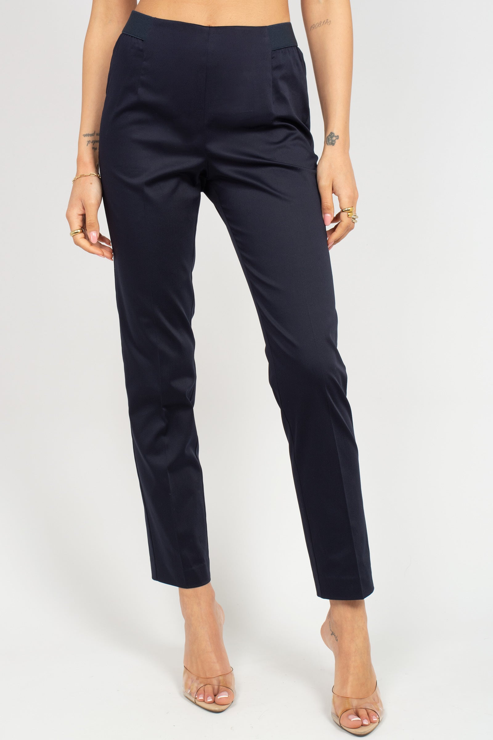 pantalone in popeline di cotone P206MANILA BLU SANGERMANO 