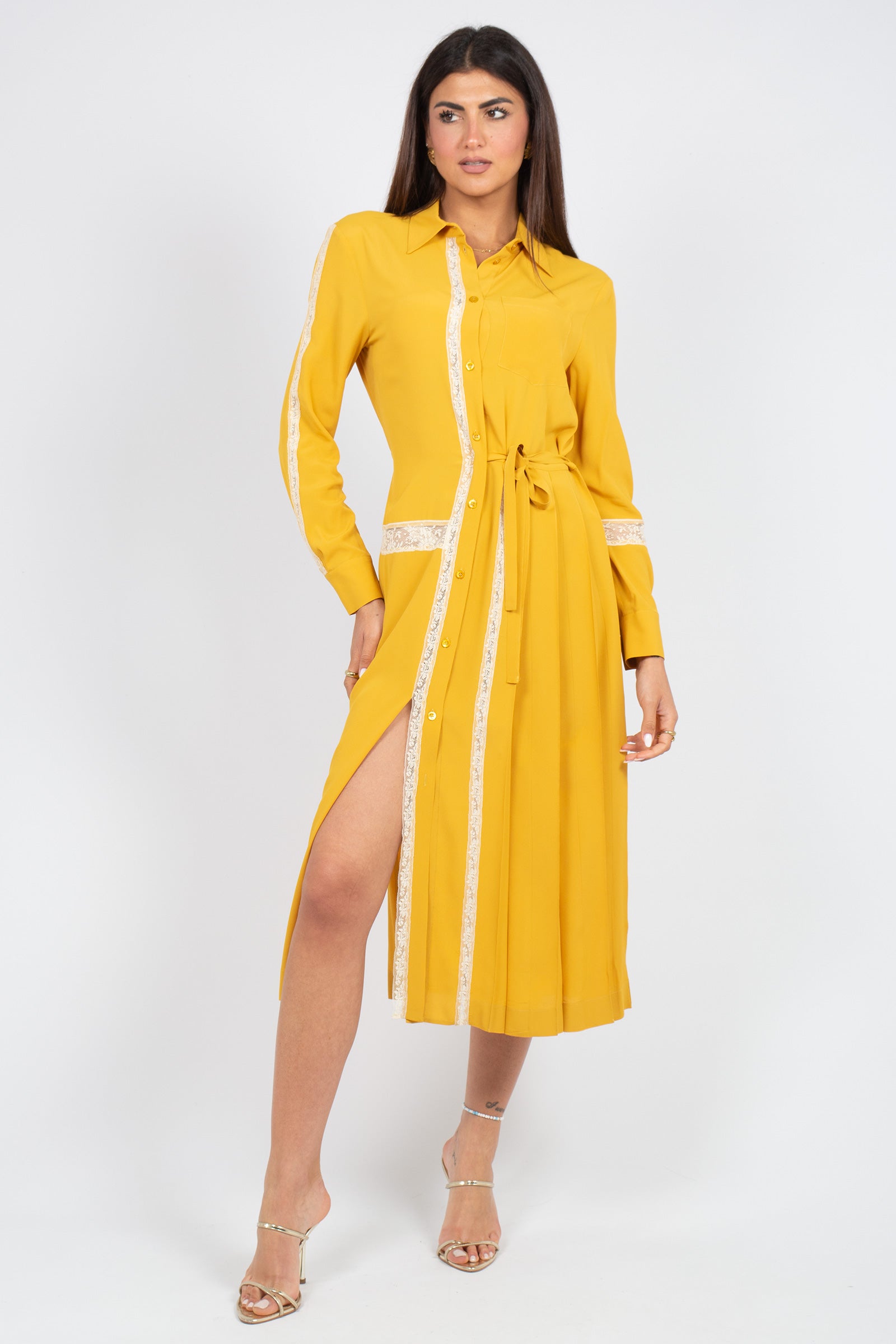 abito in misto seta e pizzo 'bettie' S6SU65 B20 SEMICOUTURE 