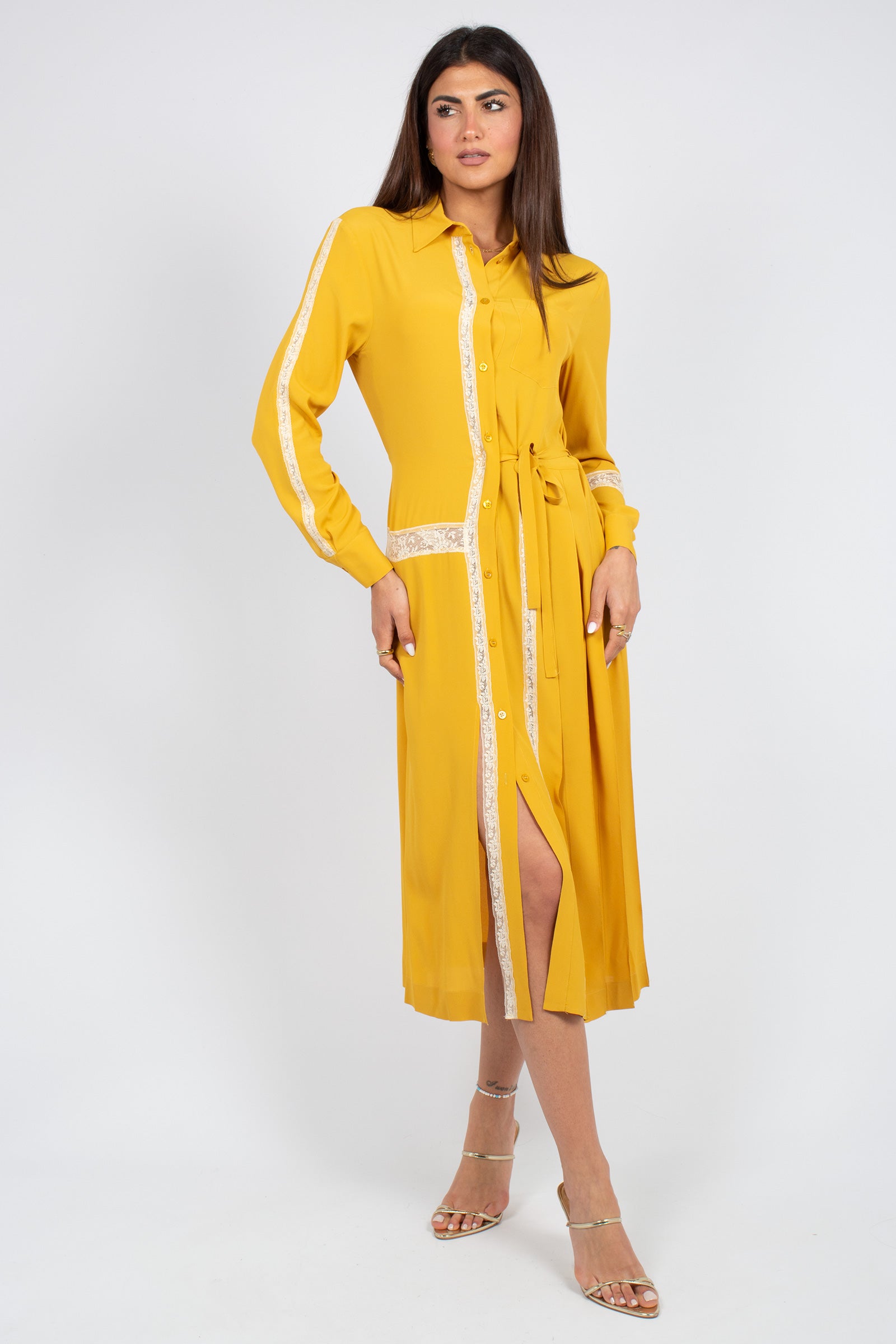 abito in misto seta e pizzo 'bettie' S6SU65 B20 SEMICOUTURE 
