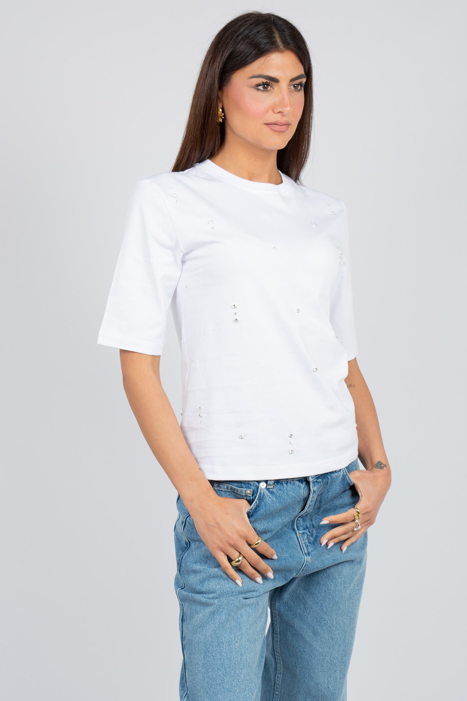 t-shirt con ricami 'cristina' Y6SJ05 A09 SEMICOUTURE 