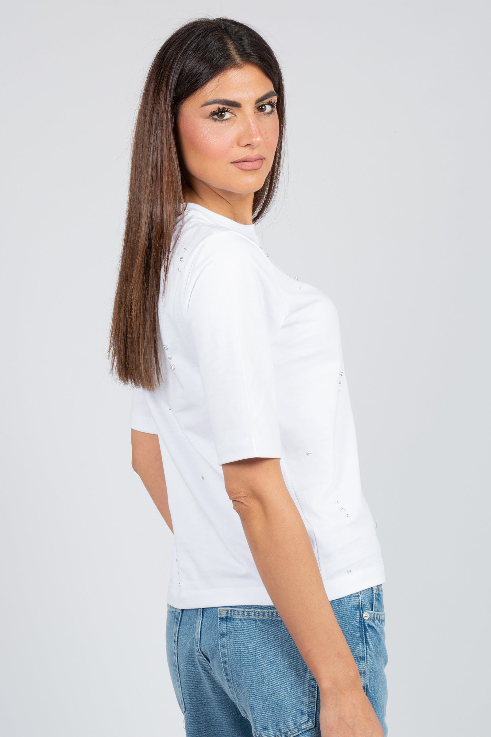 t-shirt con ricami 'cristina' Y6SJ05 A09 SEMICOUTURE 
