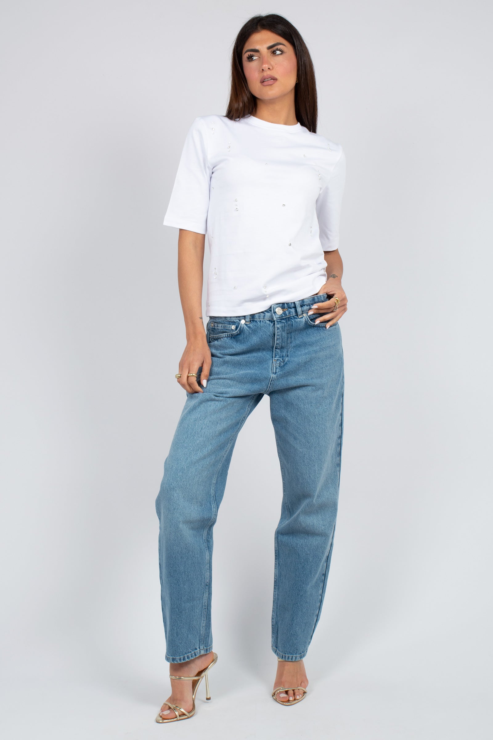 t-shirt con ricami 'cristina' Y6SJ05 A09 SEMICOUTURE 