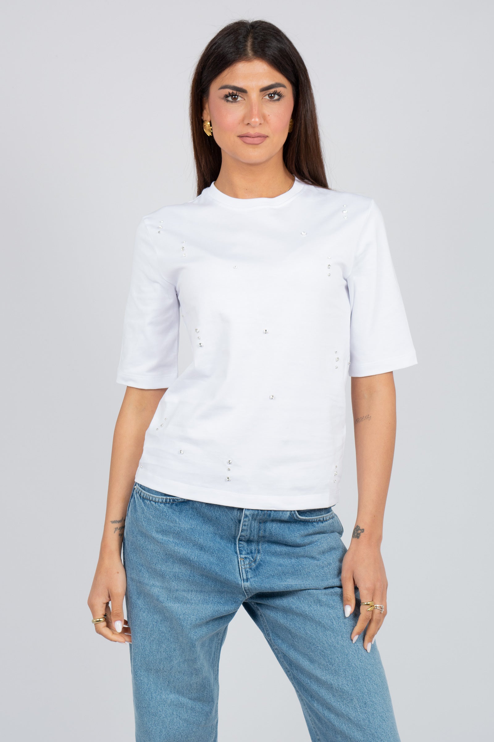 t-shirt con ricami 'cristina' Y6SJ05 A09 SEMICOUTURE 