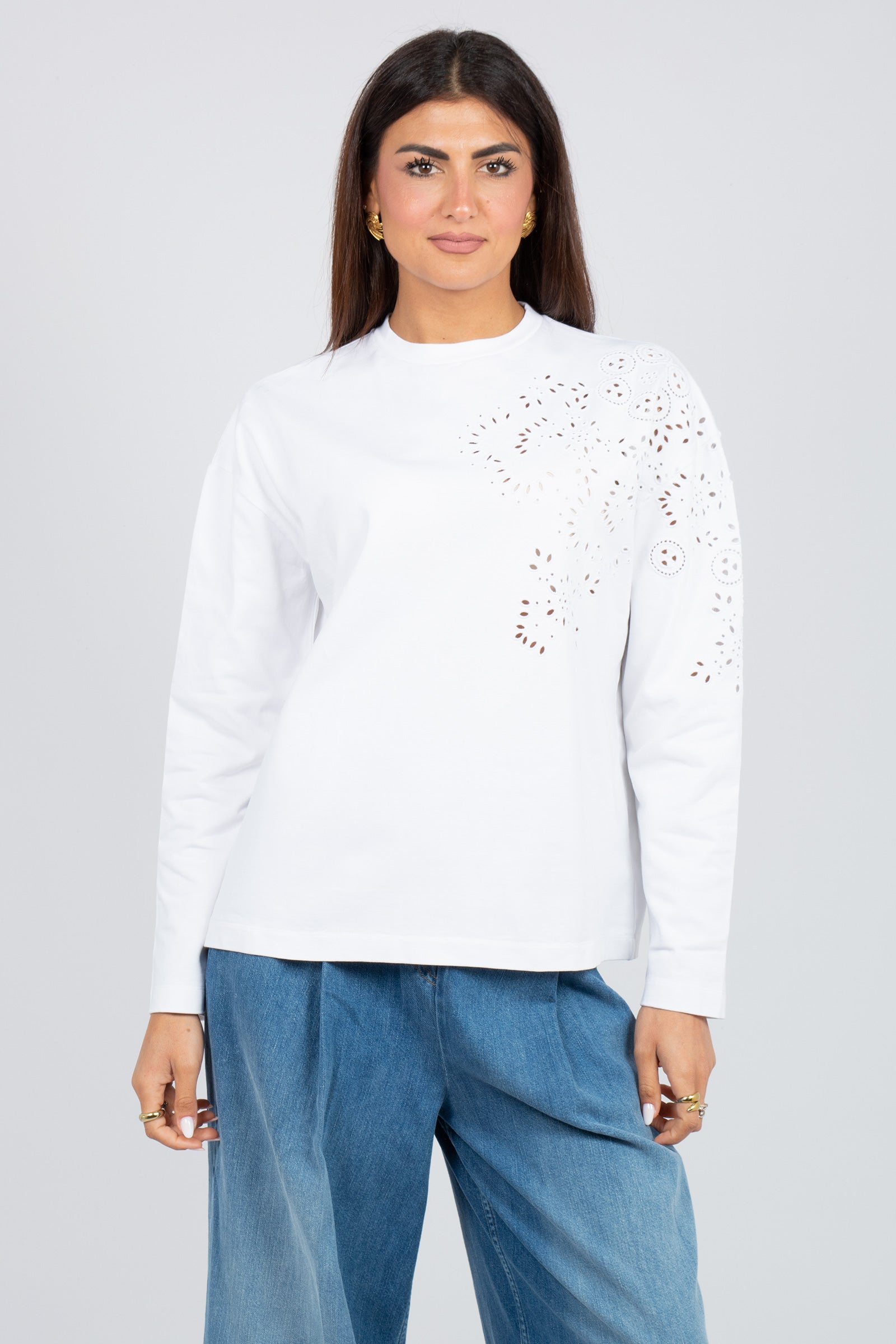 t-shirt in cotone 'fausta' Y6SJ12 A09 SEMICOUTURE 