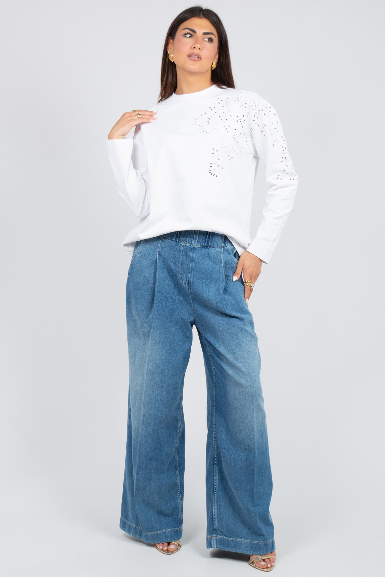 t-shirt in cotone 'fausta' Y6SJ12 A09 SEMICOUTURE 