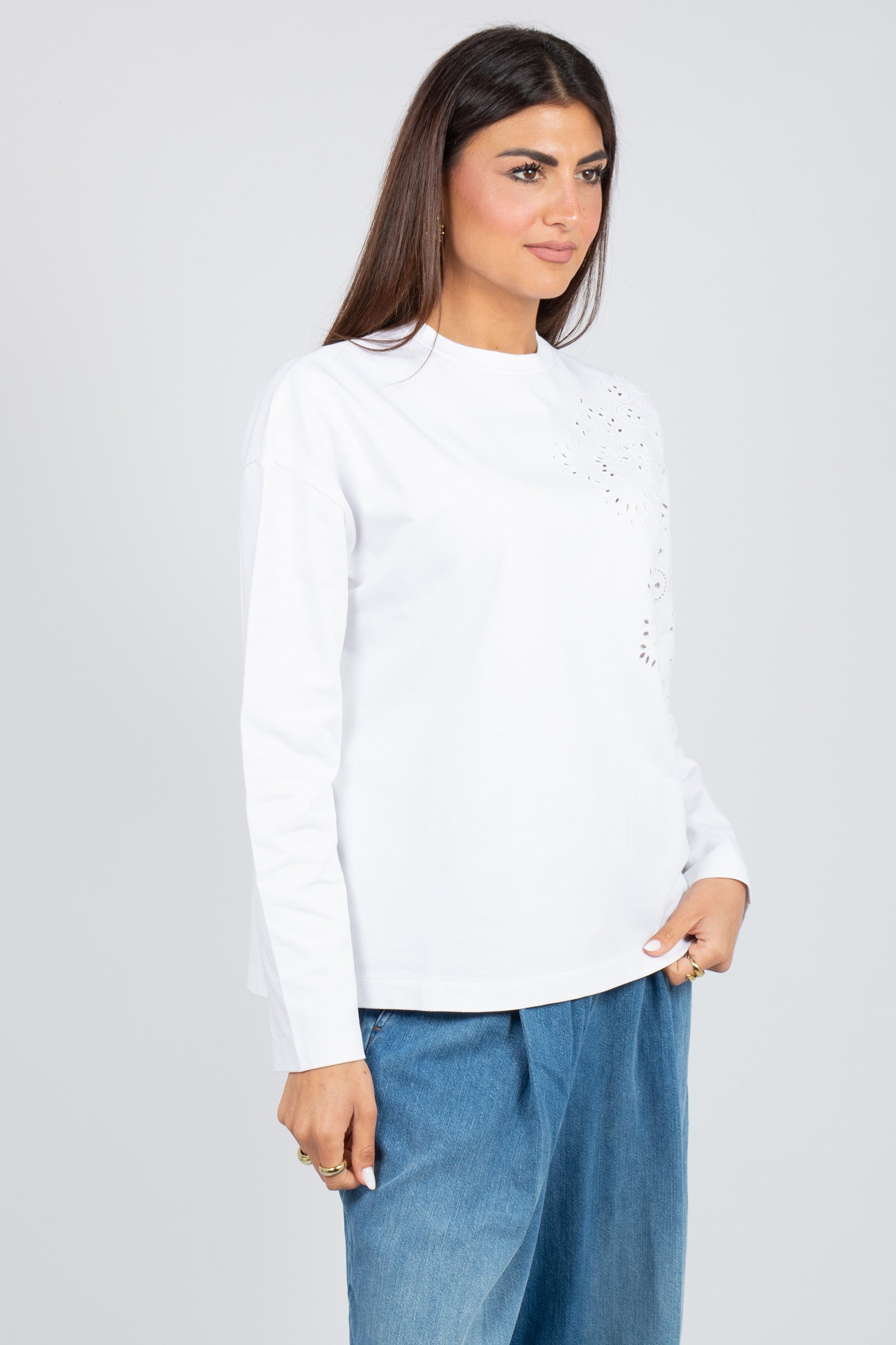 t-shirt in cotone 'fausta' Y6SJ12 A09 SEMICOUTURE 