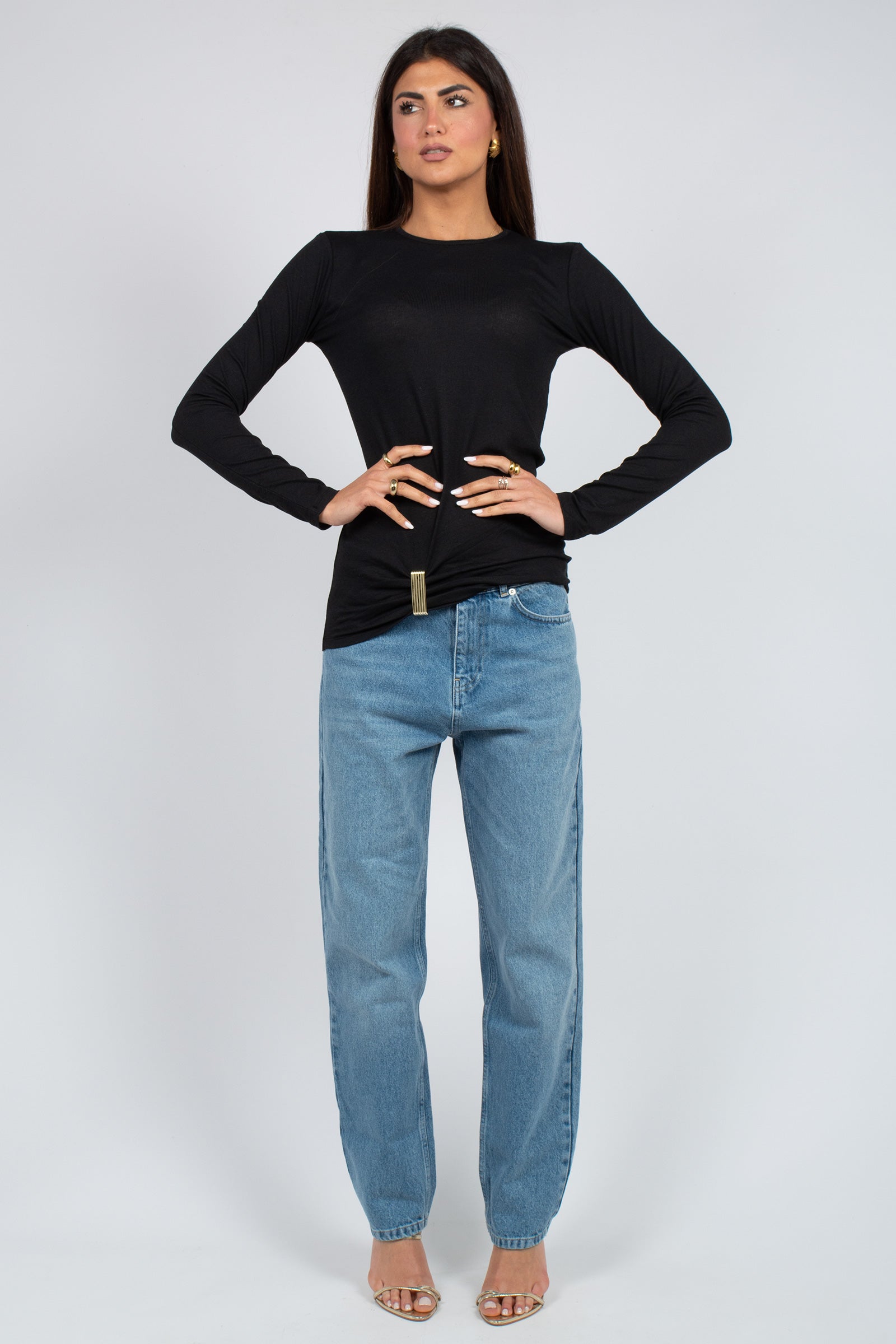t-shirt ml con monile 'reina' Y6SJ21 Y69 SEMICOUTURE 