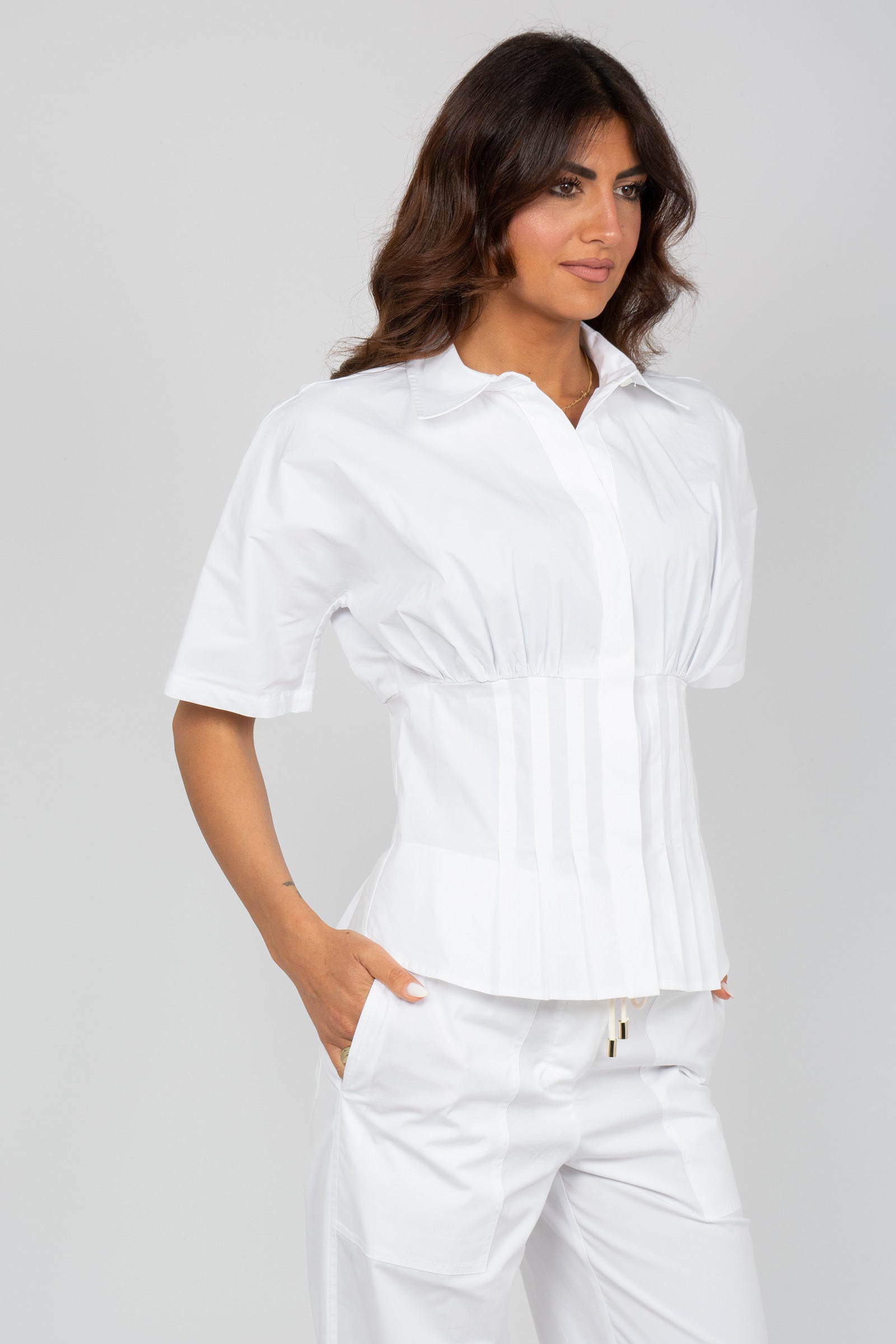 camicia con riprese in cotone 'digna' Y6SK05 A09 SEMICOUTURE 