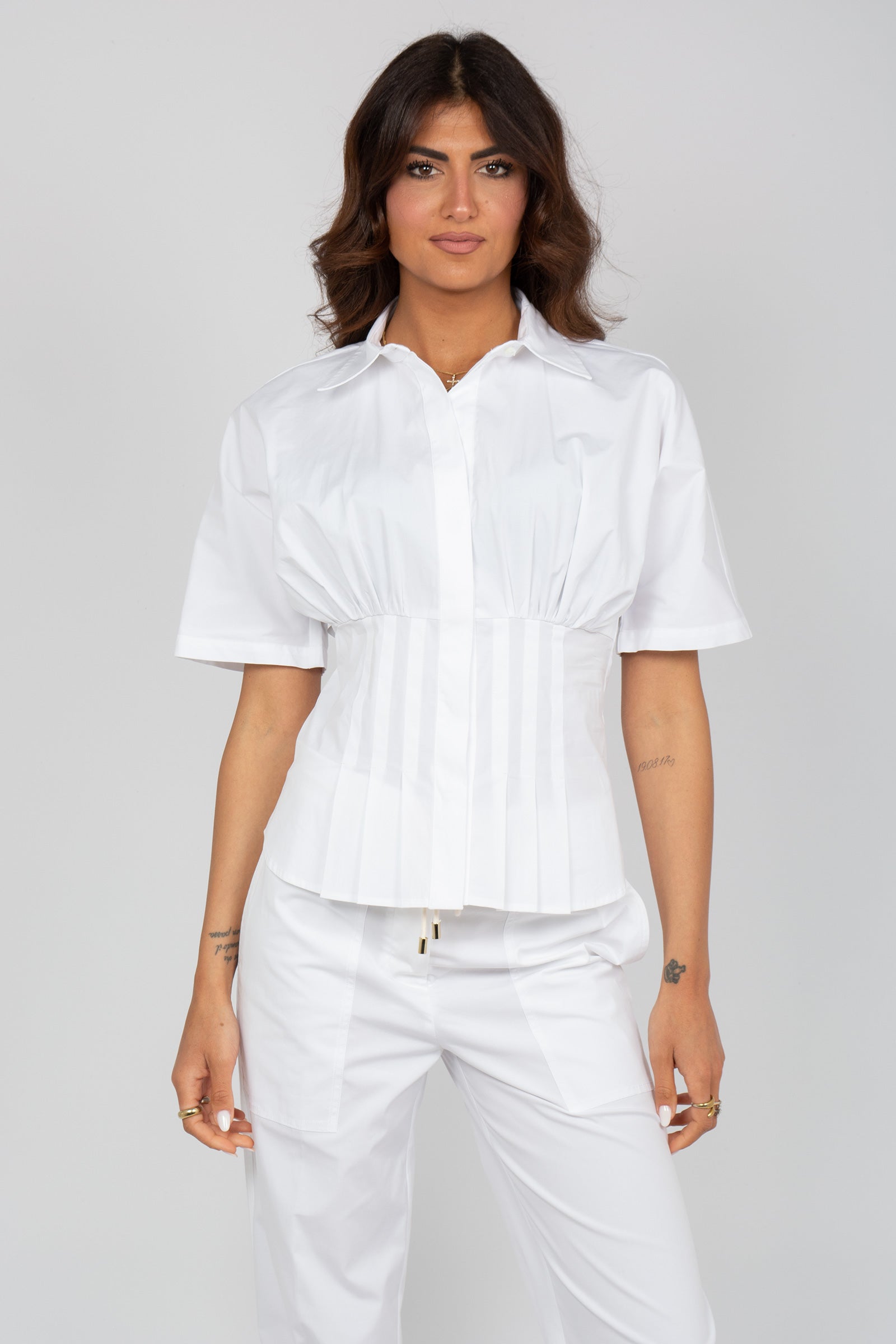 camicia con riprese in cotone 'digna' Y6SK05 A09 SEMICOUTURE 