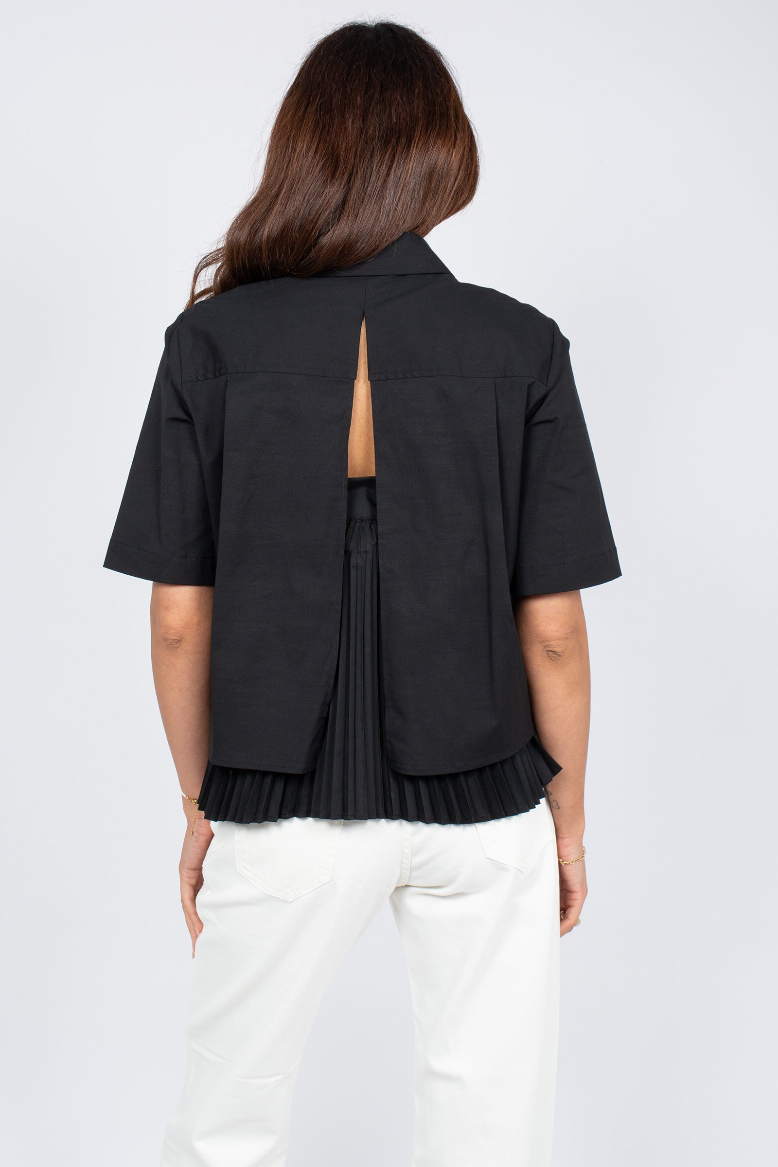 camicia in cotone e plisse 'dominga' Y6SK07 Y69 SEMICOUTURE 