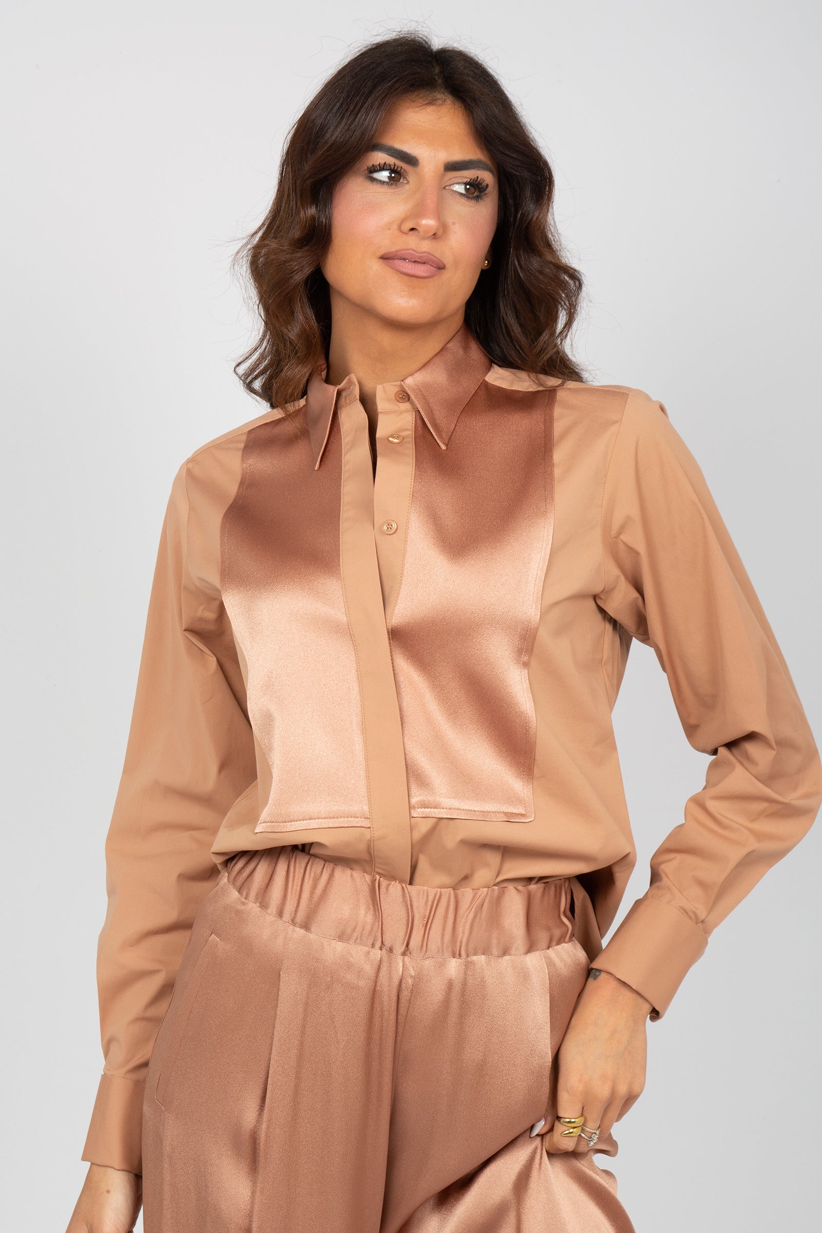 camicia in cotone e seta 'antonia' Y6SK18 E34 SEMICOUTURE 