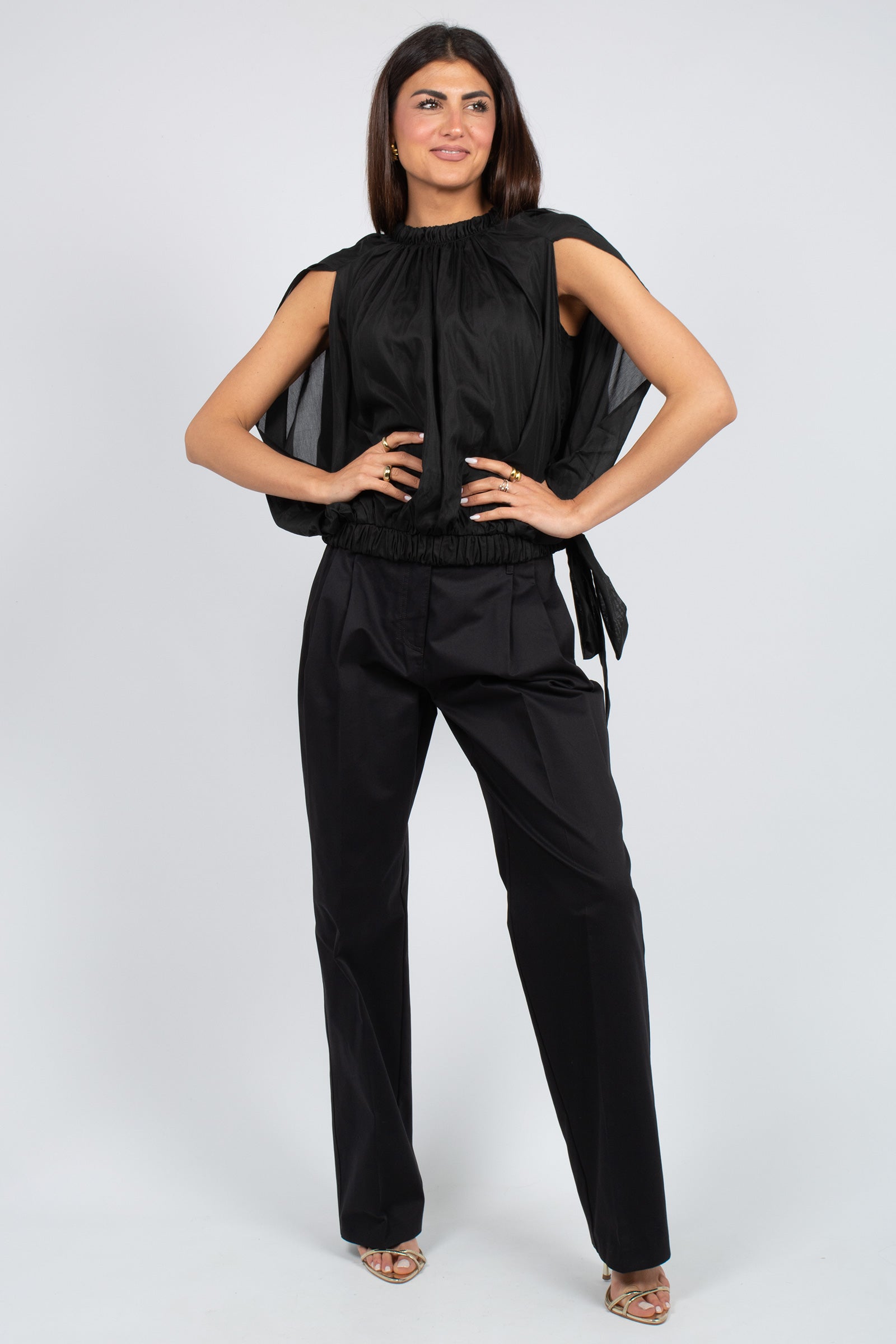 pantalone ampio in cotone 'sofia' Y6SO22 Y69 SEMICOUTURE 