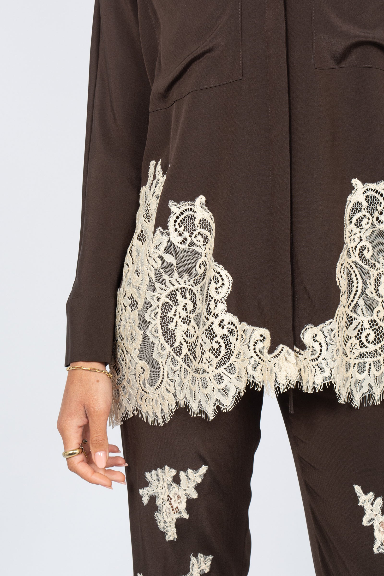 camicia in misto seta e pizzo 'tiffany' Y6SU03 V22 SEMICOUTURE 