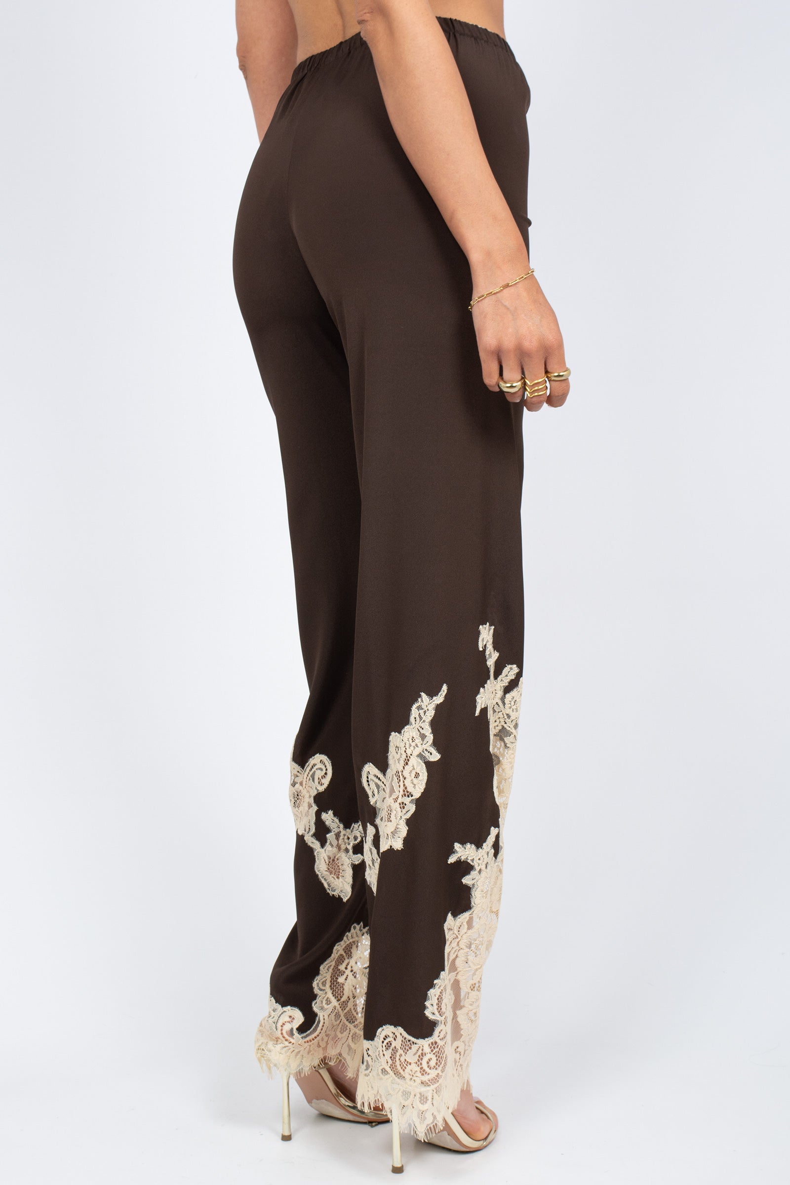 pantalone in misto seta e pizzo 'natalia' Y6SU07 V22 SEMICOUTURE 