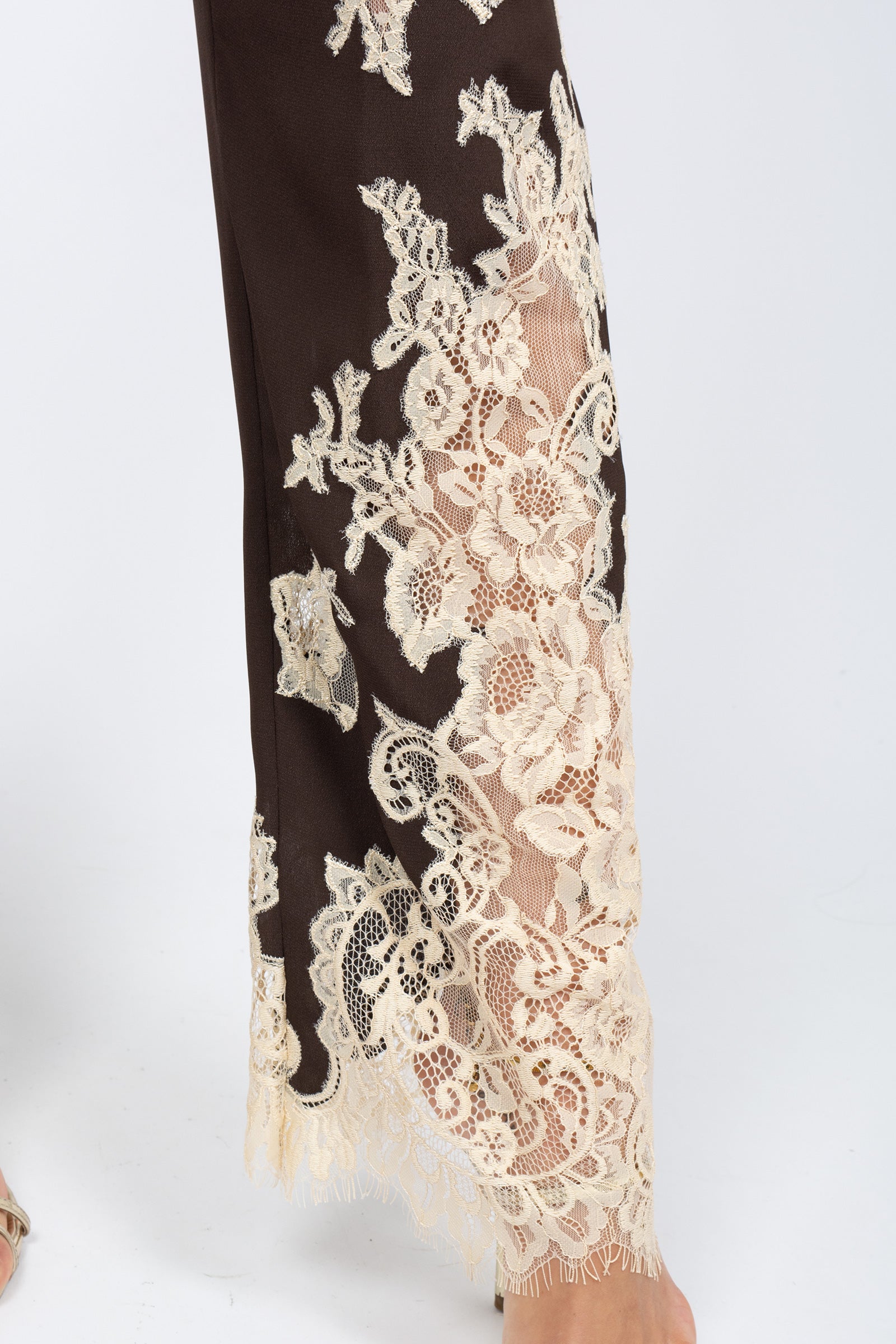pantalone in misto seta e pizzo 'natalia' Y6SU07 V22 SEMICOUTURE 
