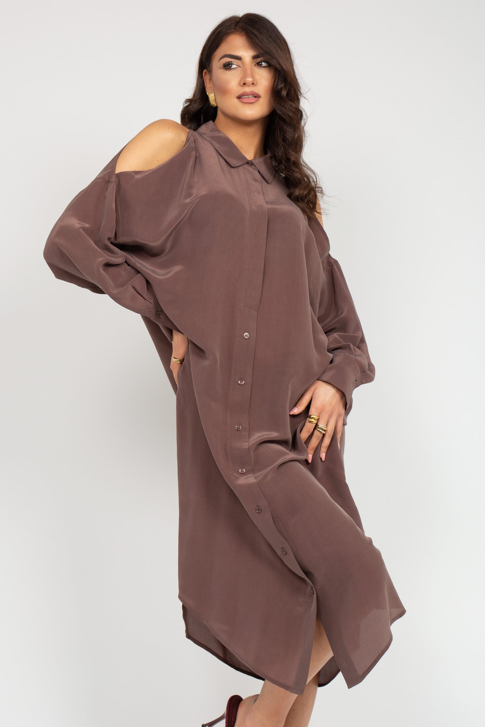 abito open shoulder in misto seta AB1548460239 240 SEVENTY 