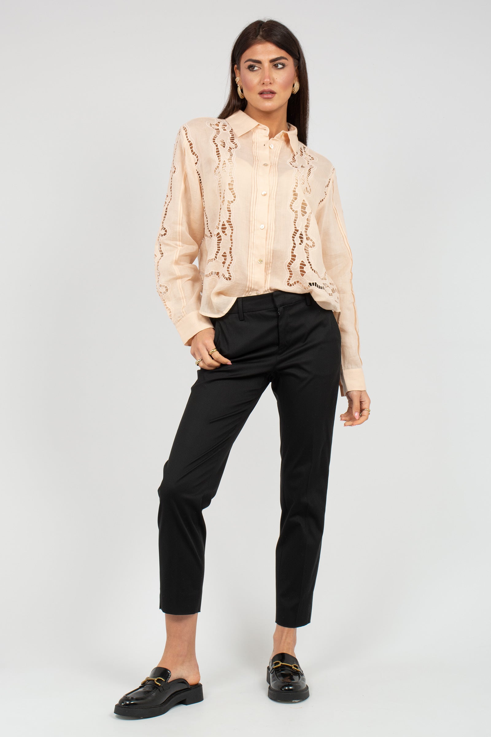 camicia in ramie ricamato CA149550300055 510 SEVENTY 